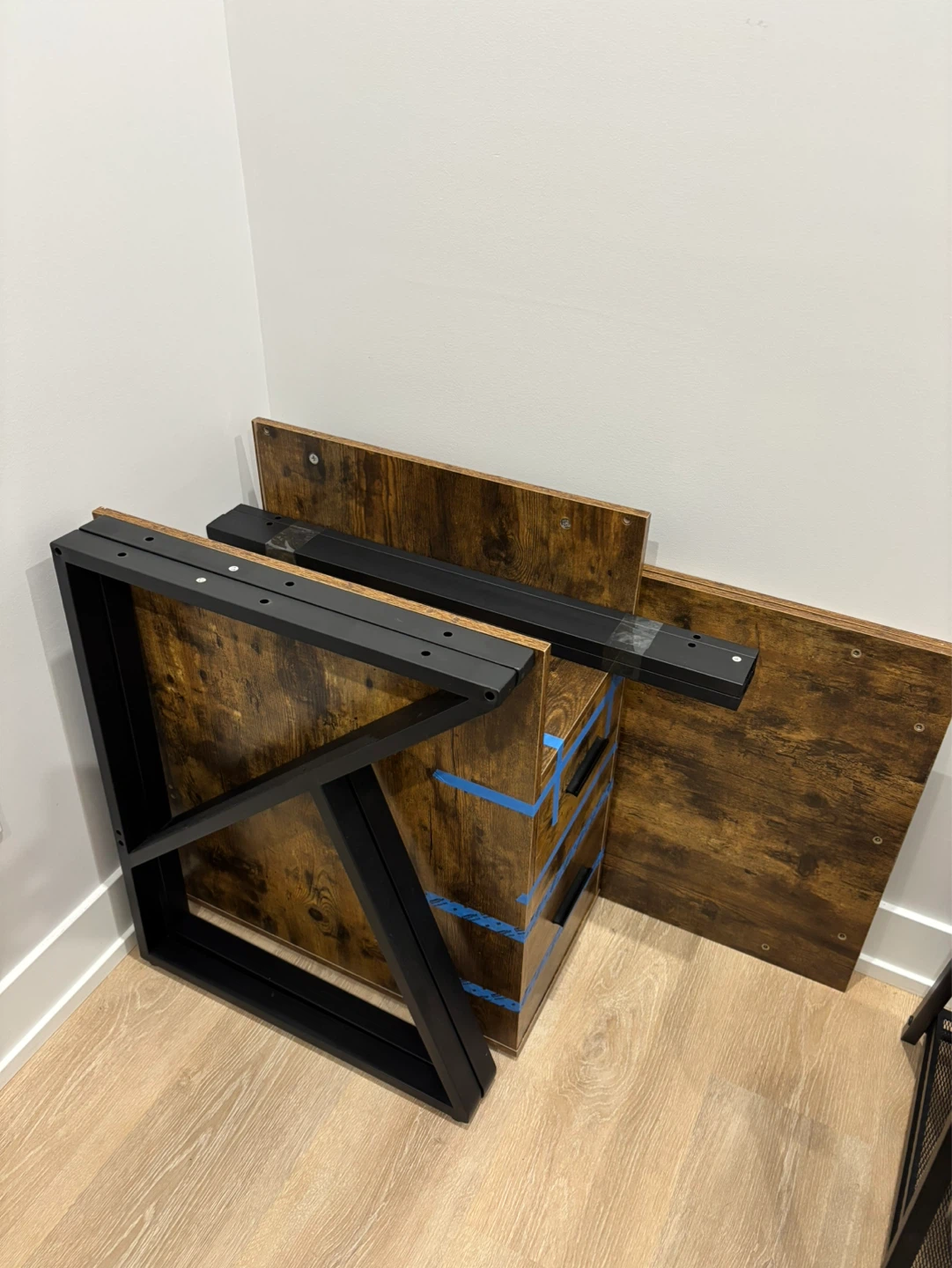 Rustic Wood Double Workstation Desk - photo 2
