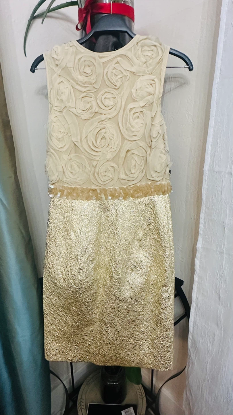 Tory Burch Cream & Gold Embellished Dress Size 6 - photo 2