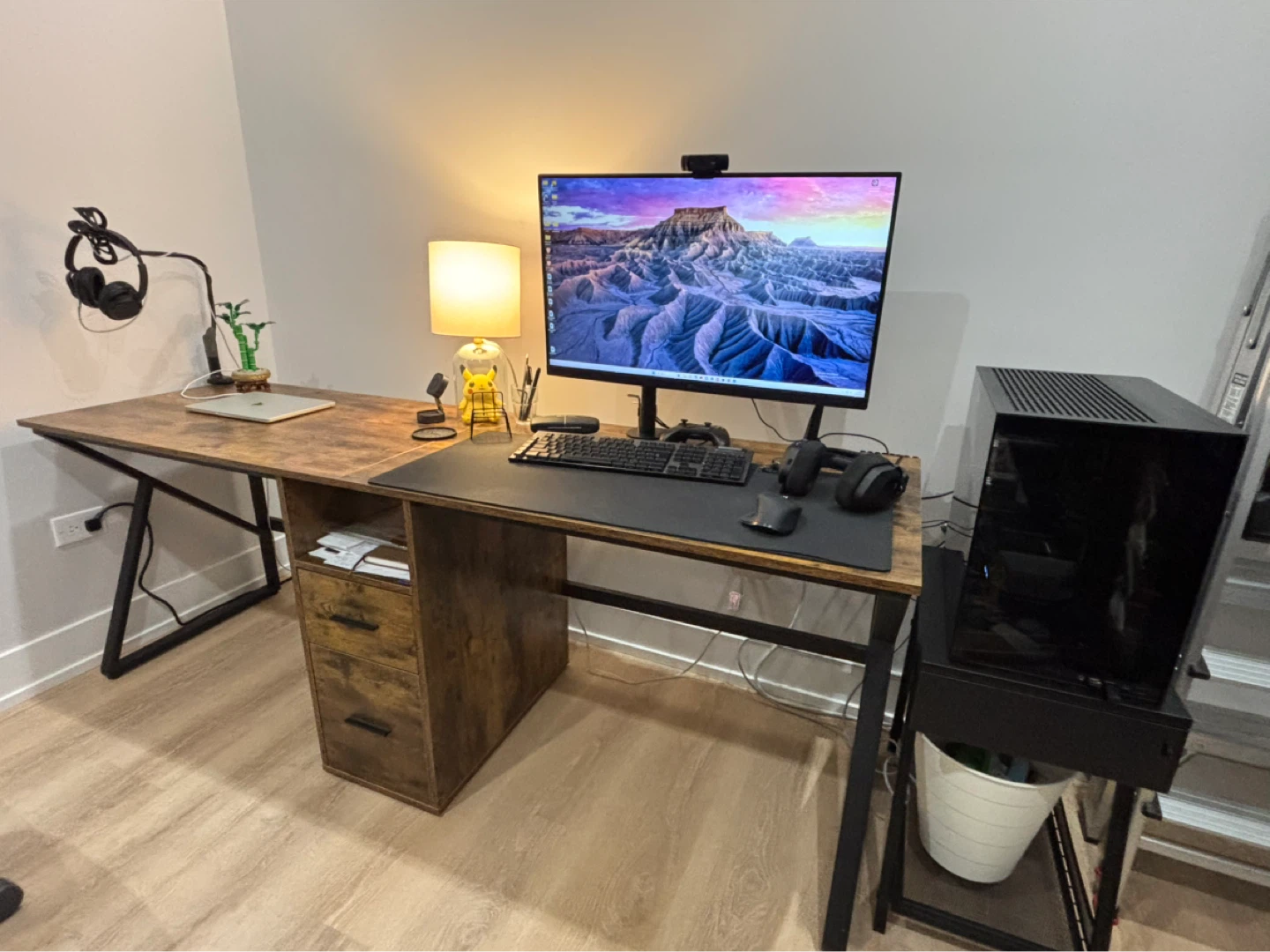 Rustic Wood Double Workstation Desk - photo 3
