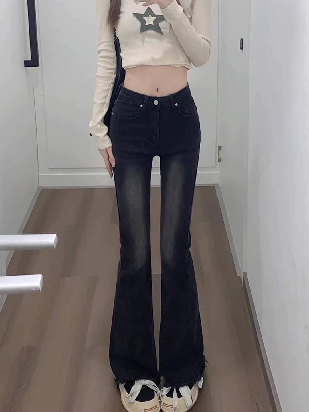 BRAND NEW Asian S Black Flare Jeans - High Waisted