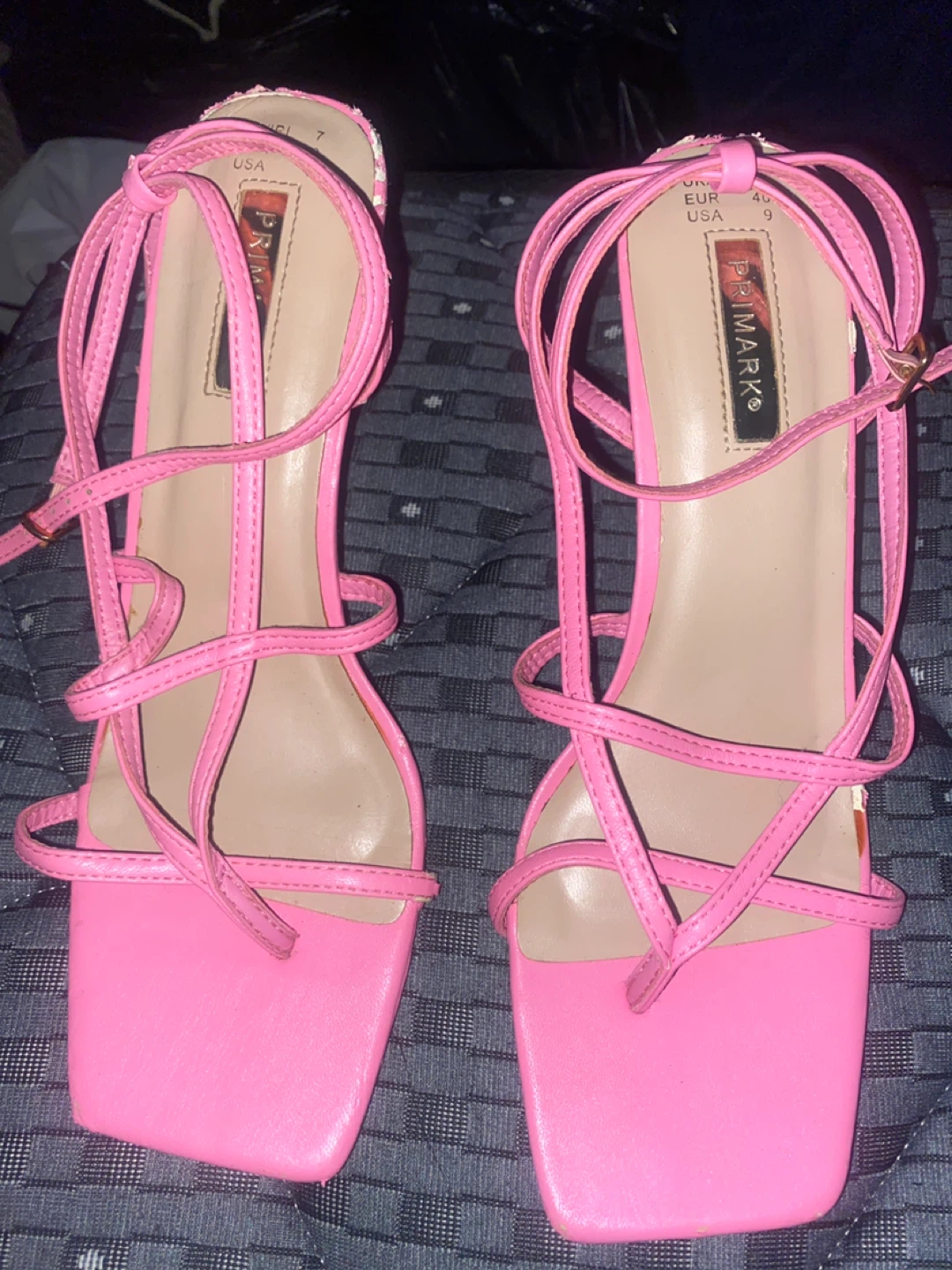 Primark Pink Strappy Square Toe Heels