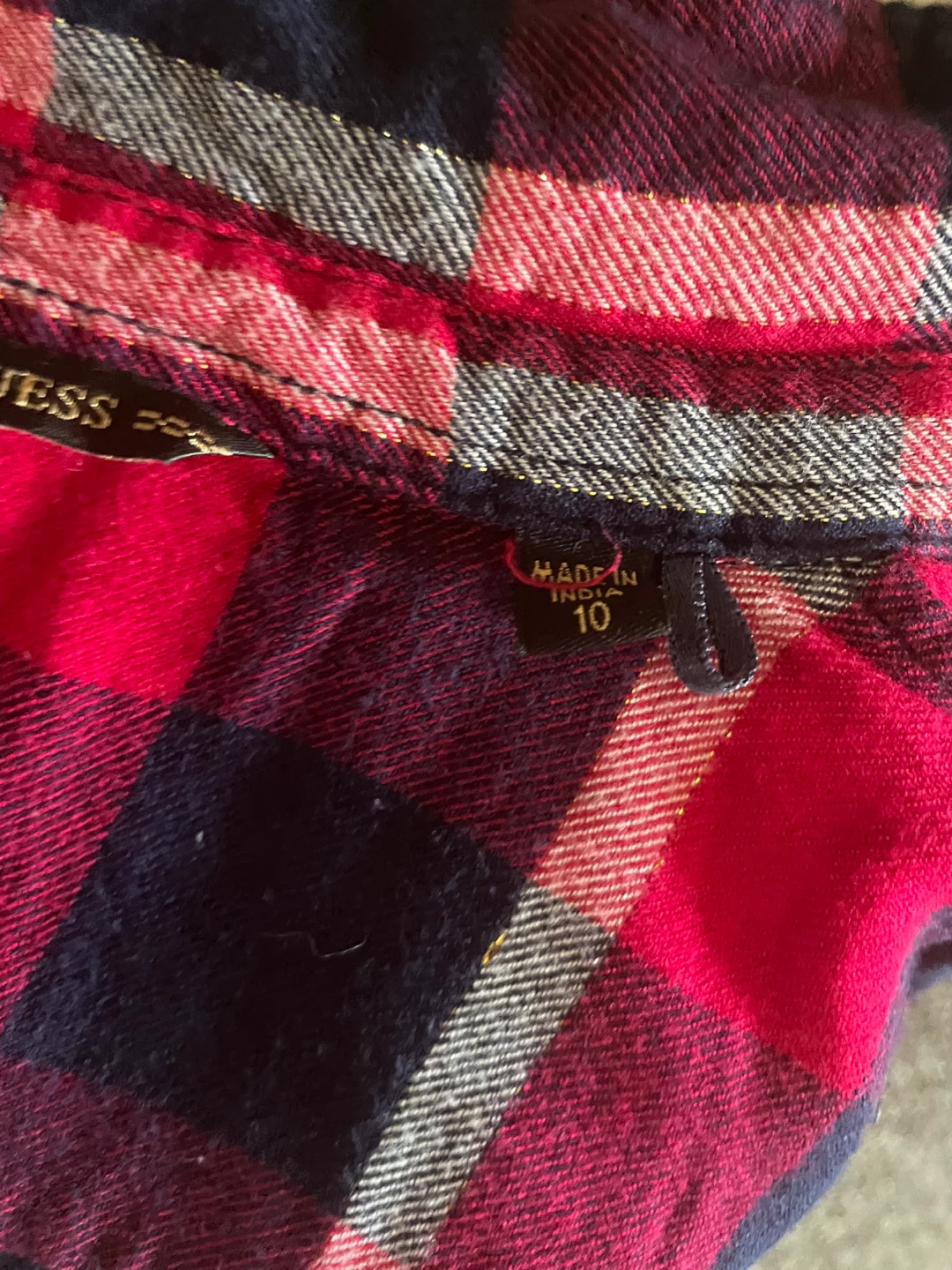 GUESS Flannel Shirt - Red/Navy Plaid - Size 10