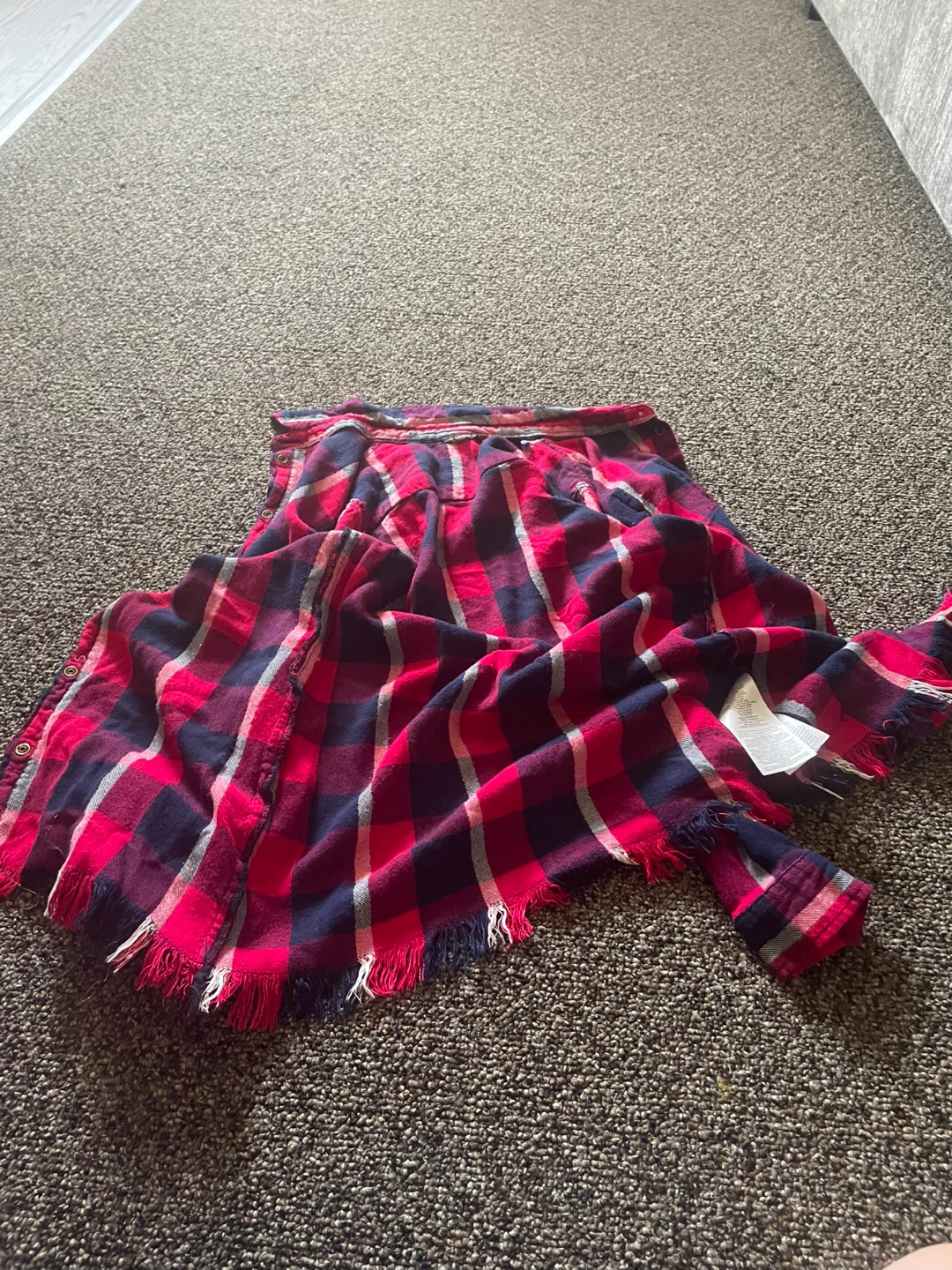 GUESS Flannel Shirt - Red/Navy Plaid - Size 10 - photo 2