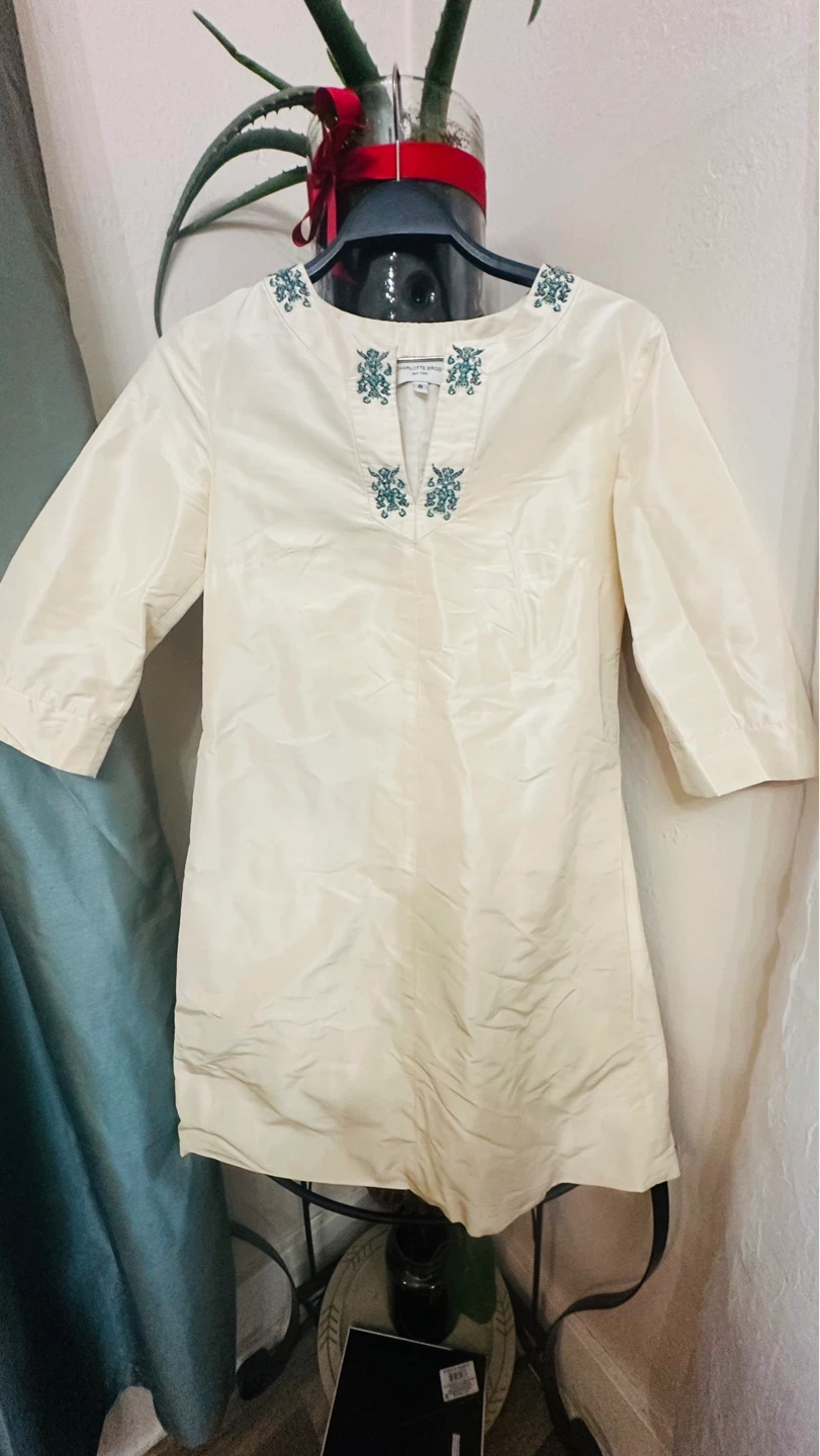Charlotte Brody ,Cream Embroidered Tunic Dress Size 8