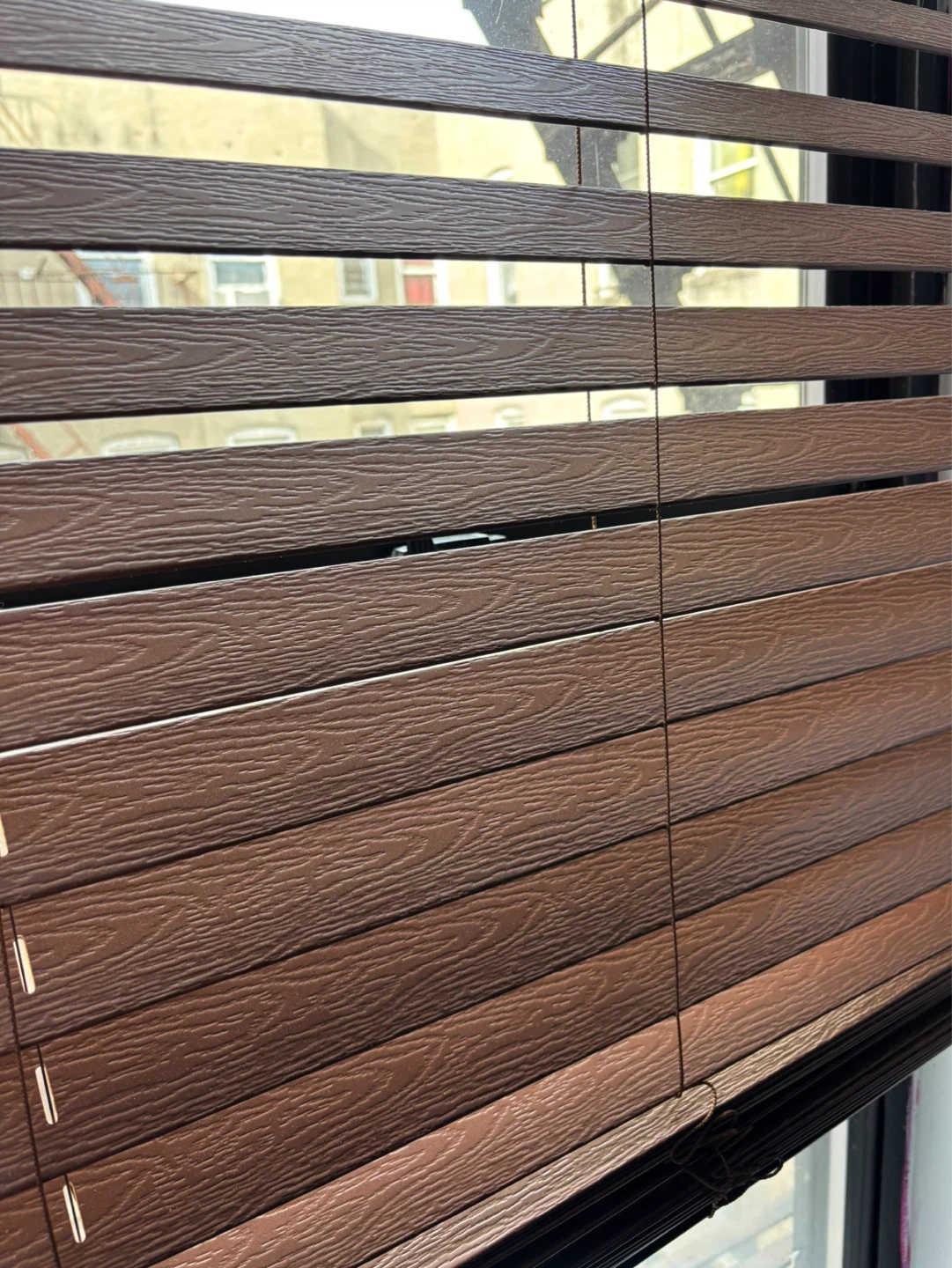 Wood-look Faux Wood Blinds (32" x 72") - Brown