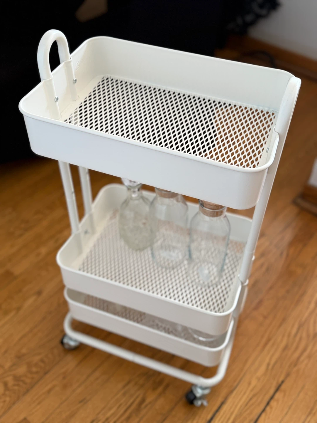 White 3-Tier Rolling Utility Cart with Handle