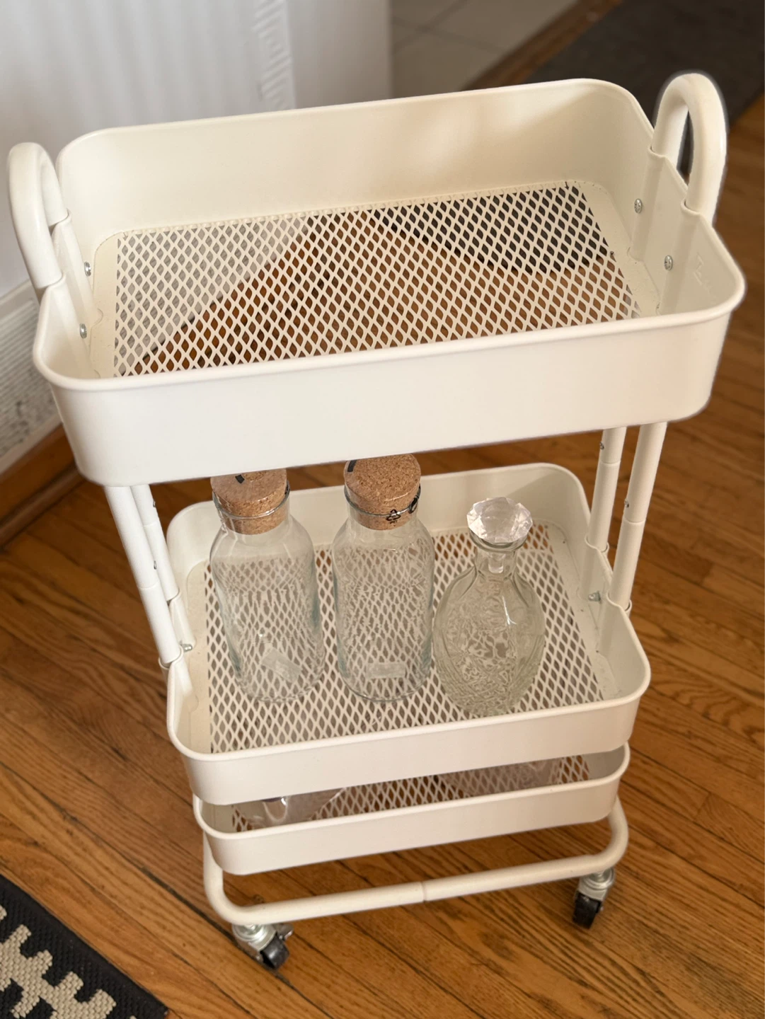 White 3-Tier Rolling Utility Cart with Handle - photo 2