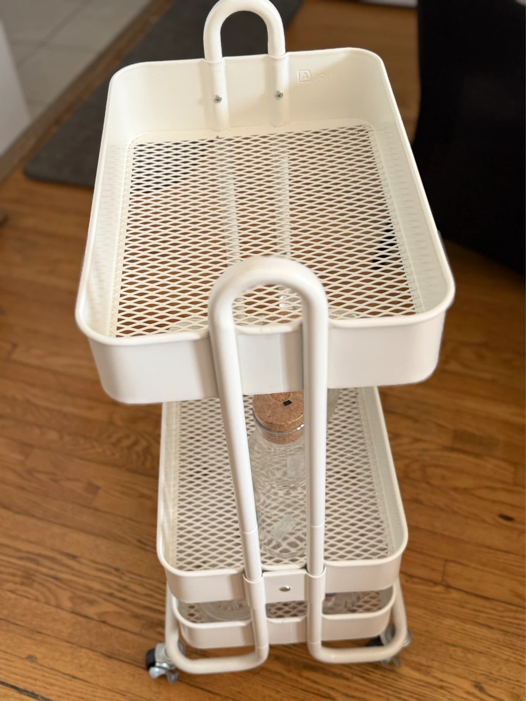 White 3-Tier Rolling Utility Cart with Handle - photo 3
