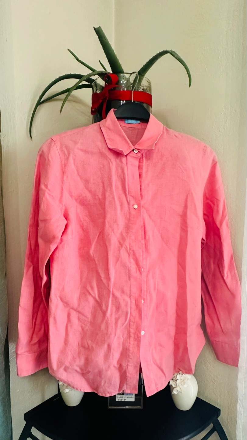 J.McLaughlin Pink Linen Button-Up Shirt