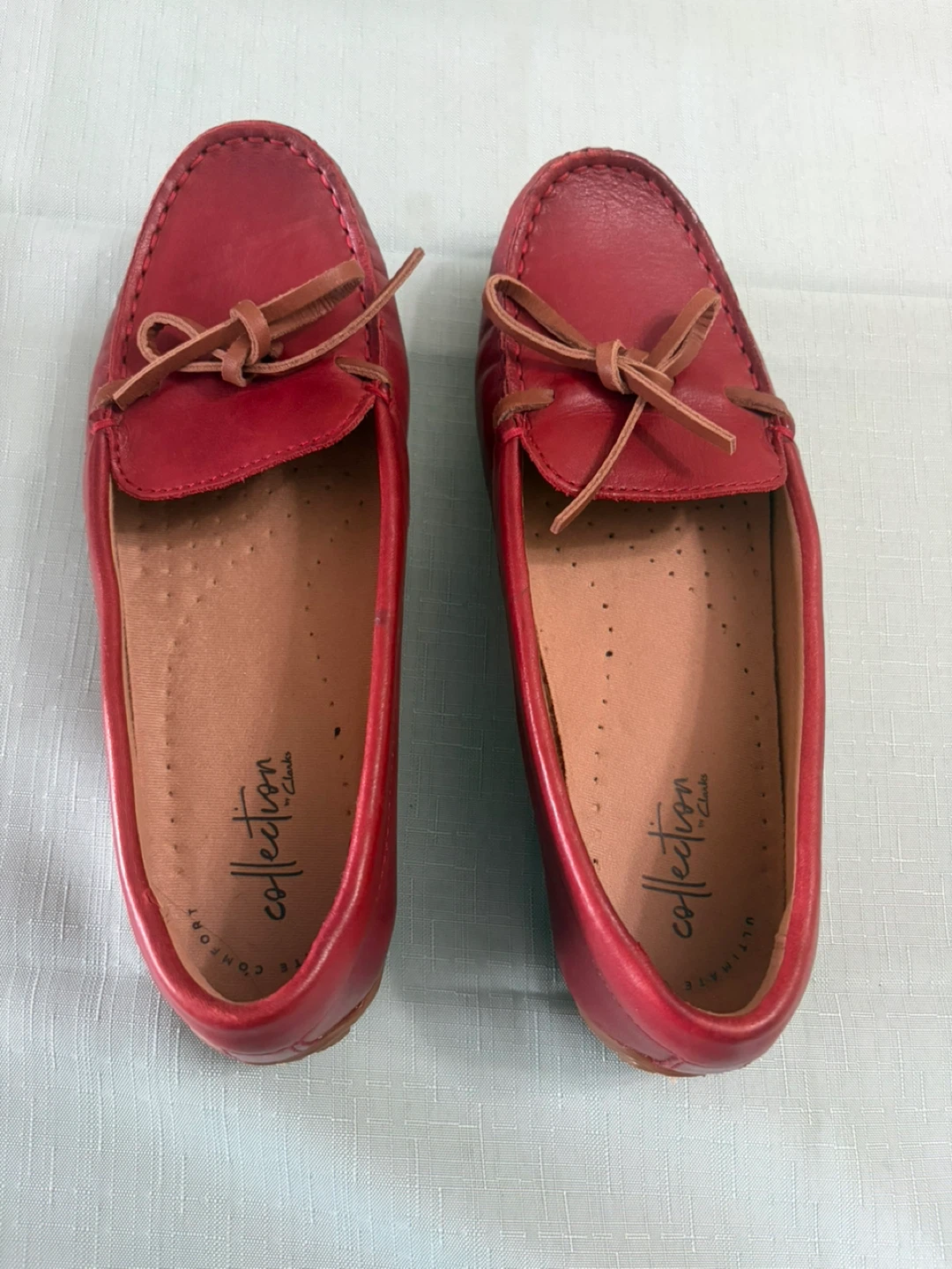 Clarks Collection Red Leather Driving Loafers