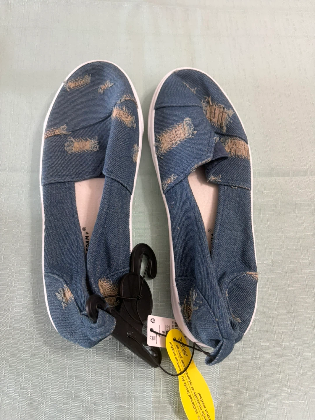 Ardene Blue Denim Distressed Slip-On Shoes Size 8