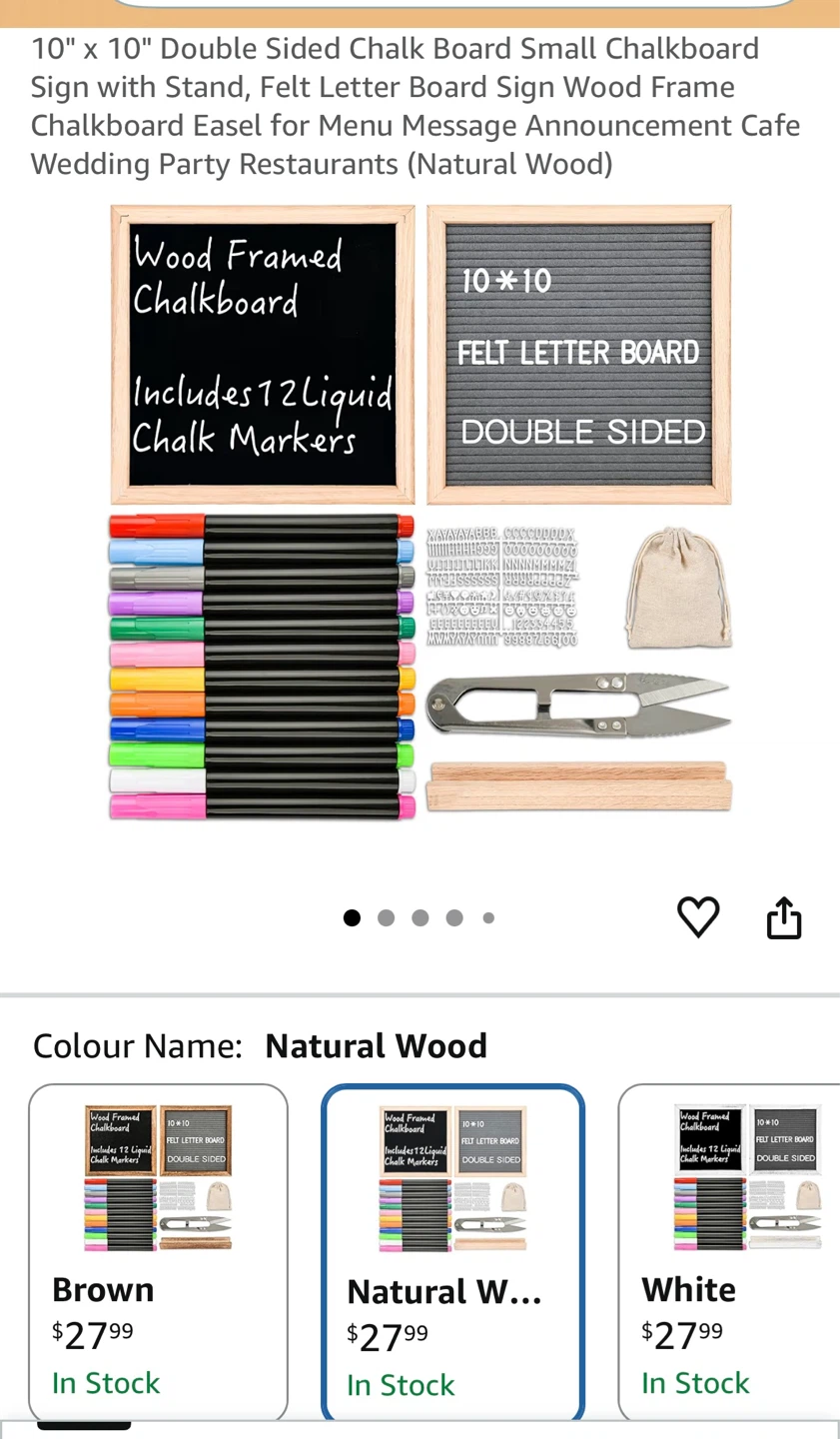 10" x 10" Double-Sided Felt Letter Board with Markers