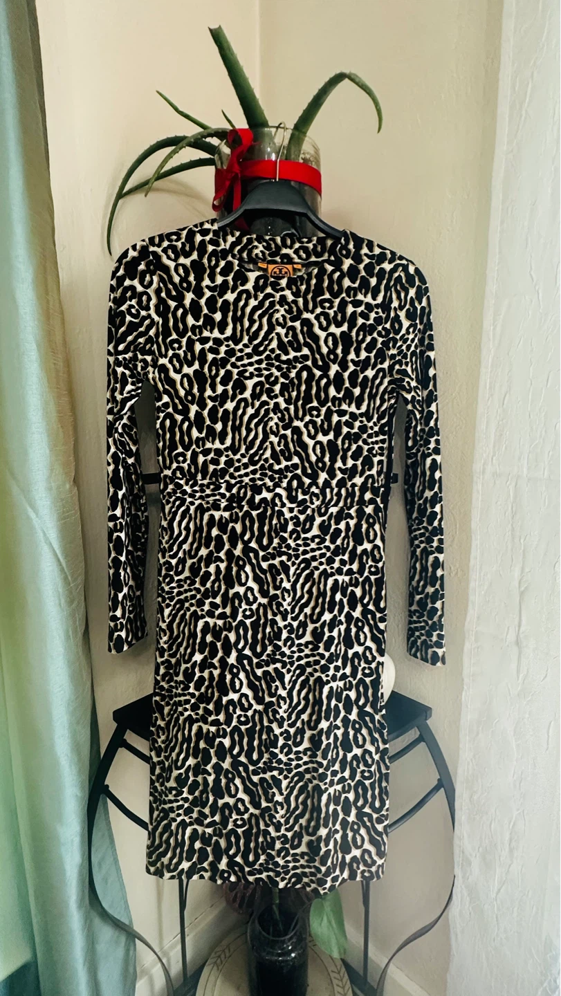 Tory Burch Leopard Print Long Sleeve Dress