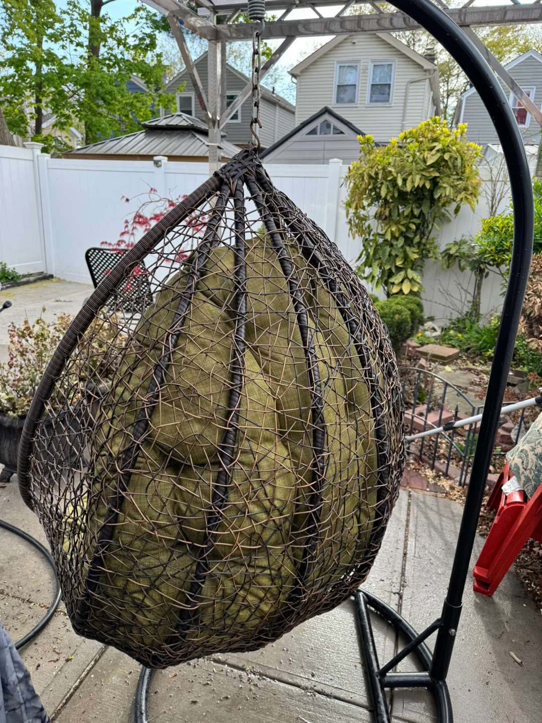 Hanging Egg Chair with Green Cushion - photo 3