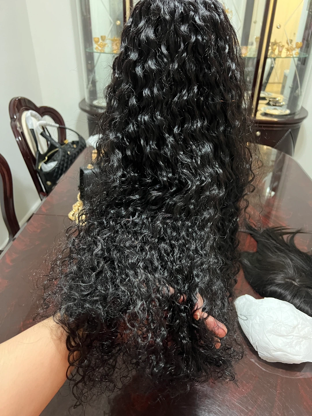 Black Curly human hair Wig