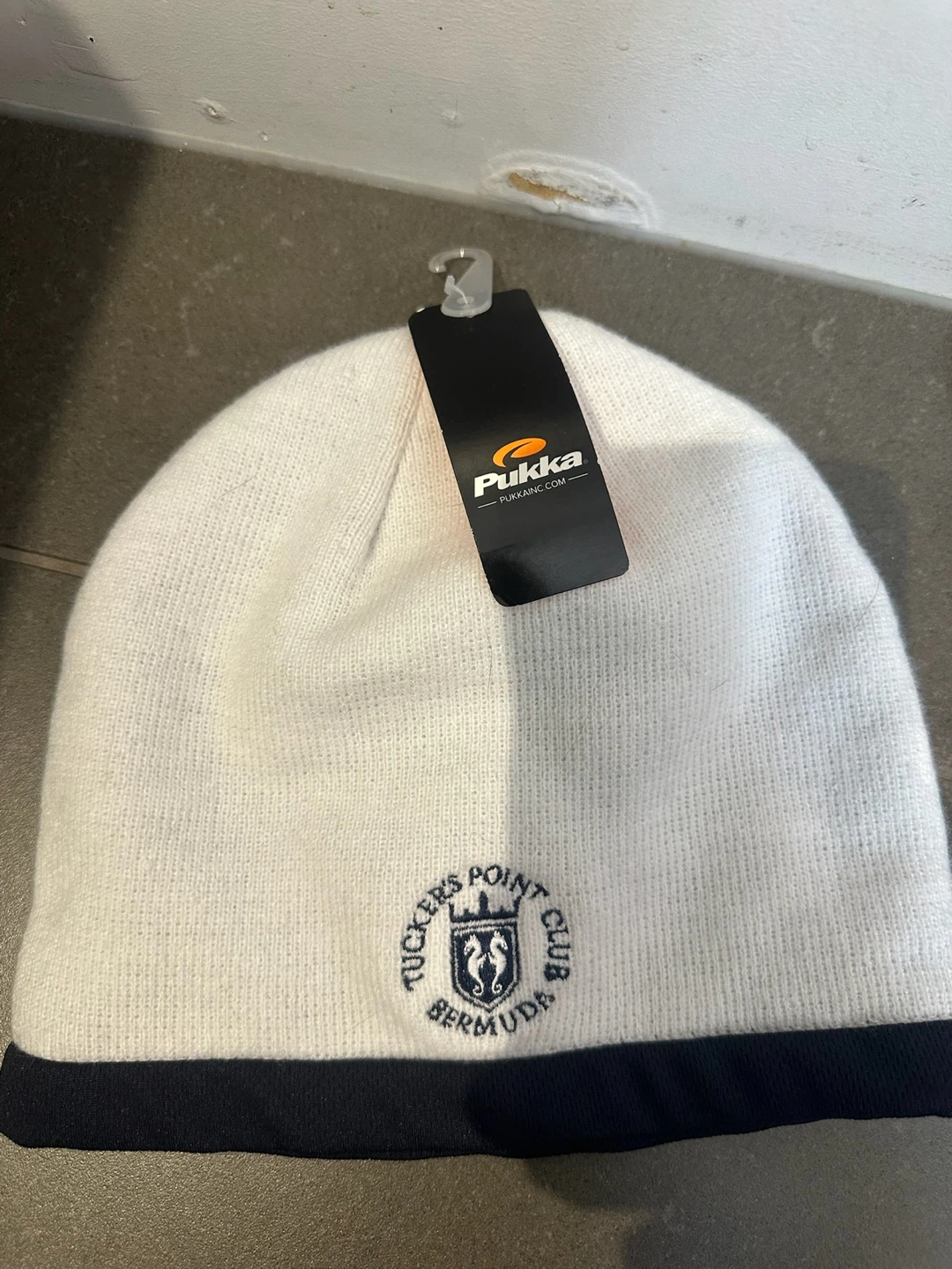 Pukka White & Navy Beanie - One Size 100% Acrylic