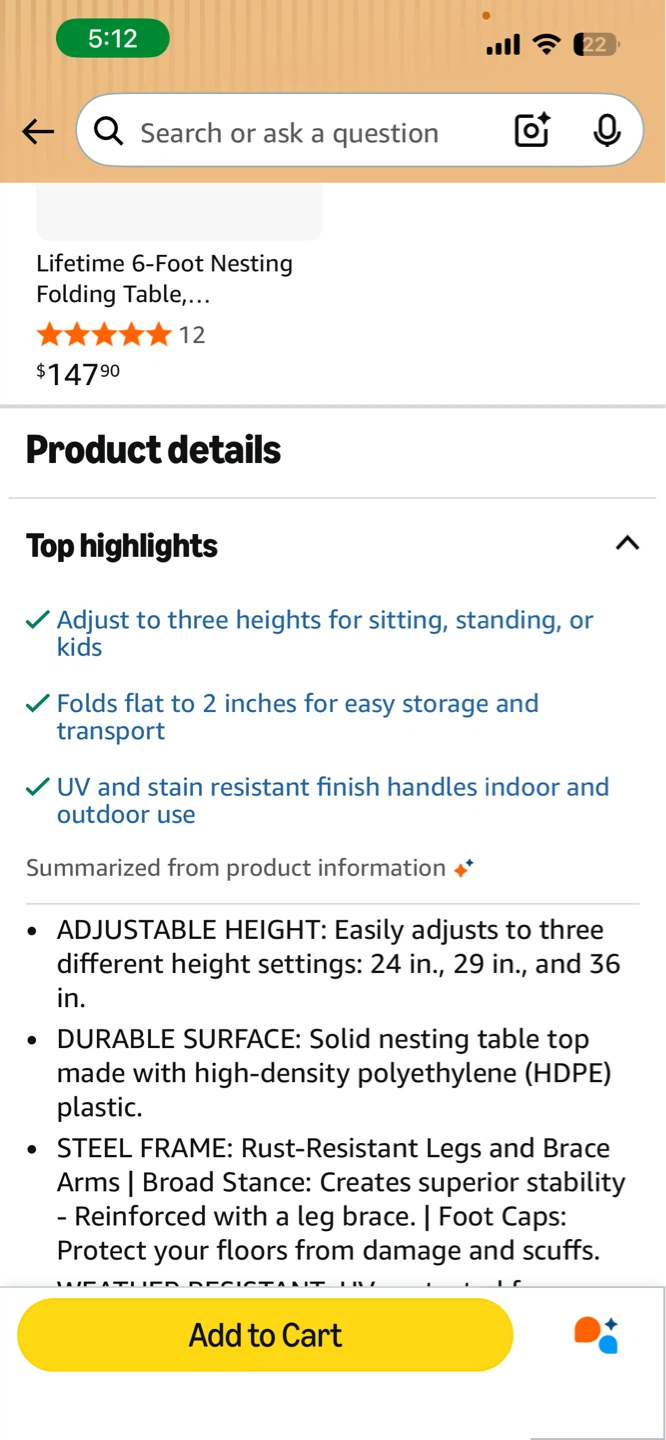 Lifetime Folding Table 6ft - photo 4