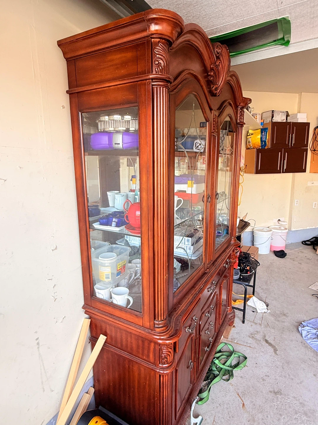 Wood China Cabinet with Glass Doors - photo 2
