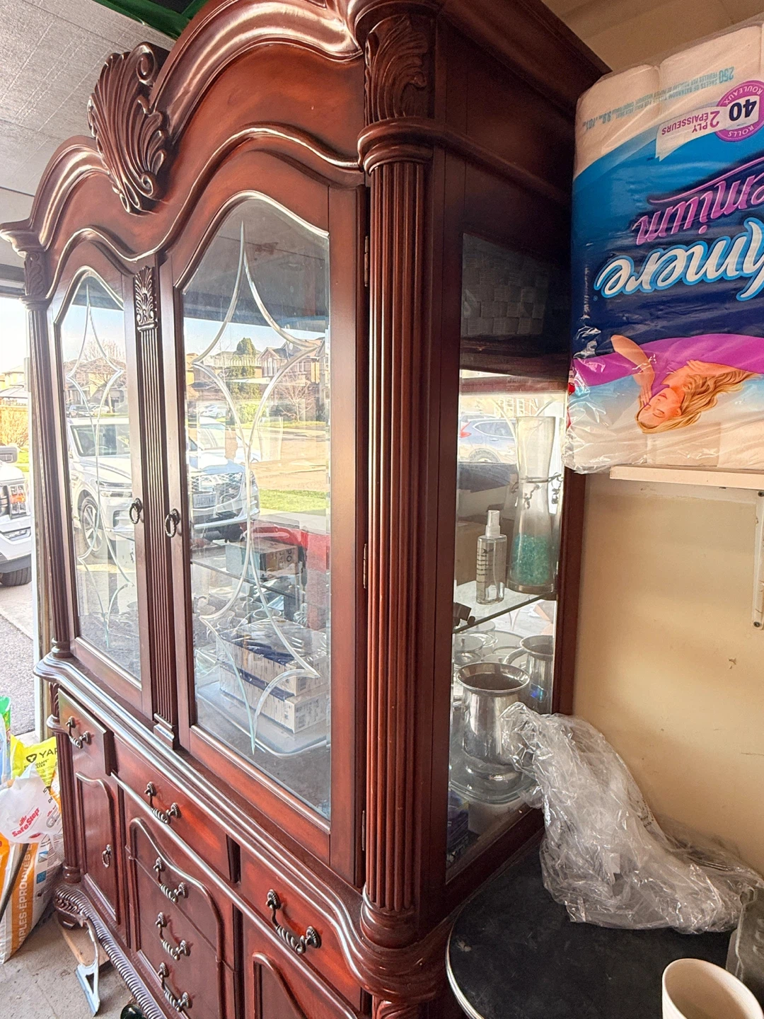 Wood China Cabinet with Glass Doors - photo 3