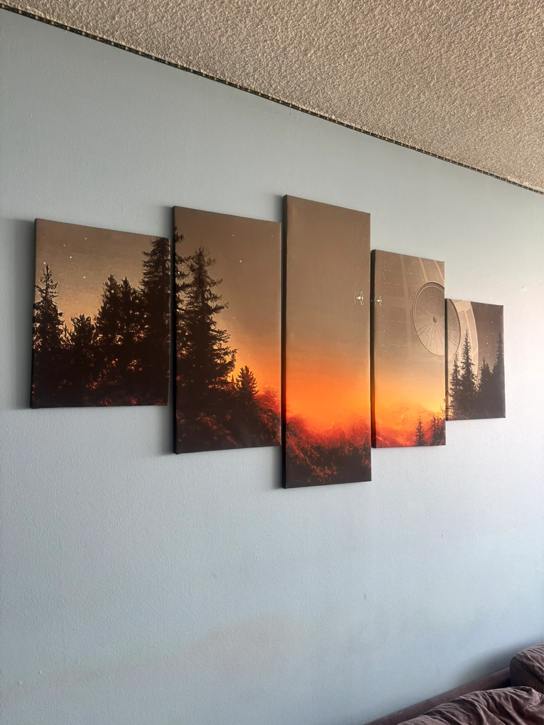 5 Piece Star Wars Death Star Forest Wall Art Canvas Print - photo 2