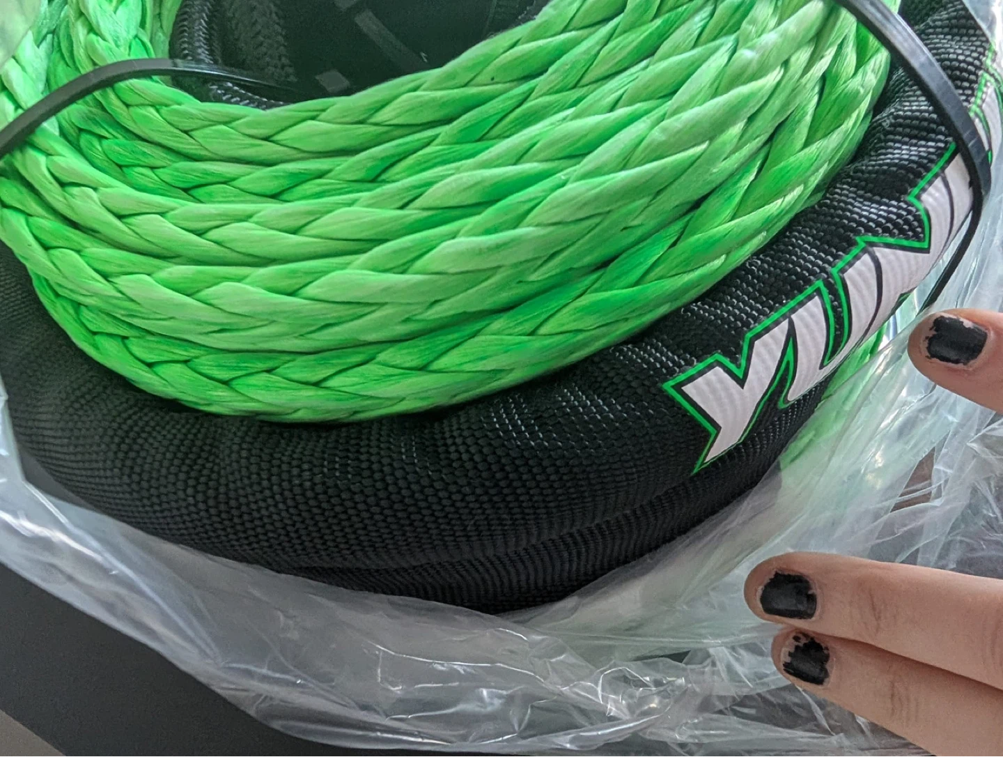 Yunfuer Synthetic Winch Rope with Hook - Green 1/2" x 85ft - photo 3