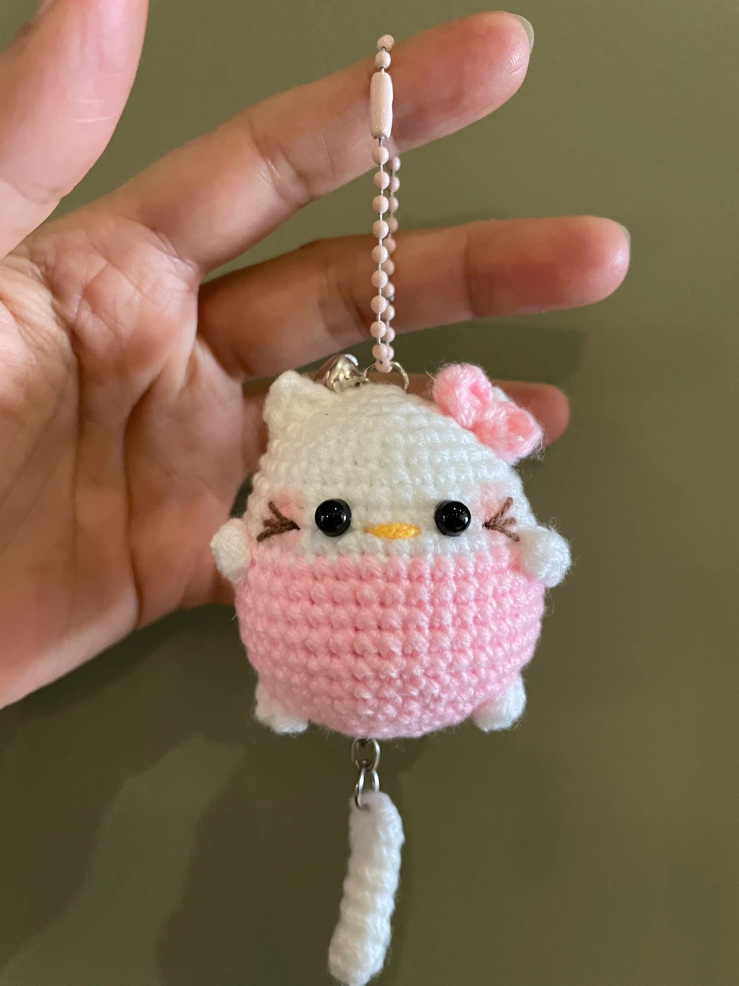 Handmade Crocheted Hello Kitty Keychain
