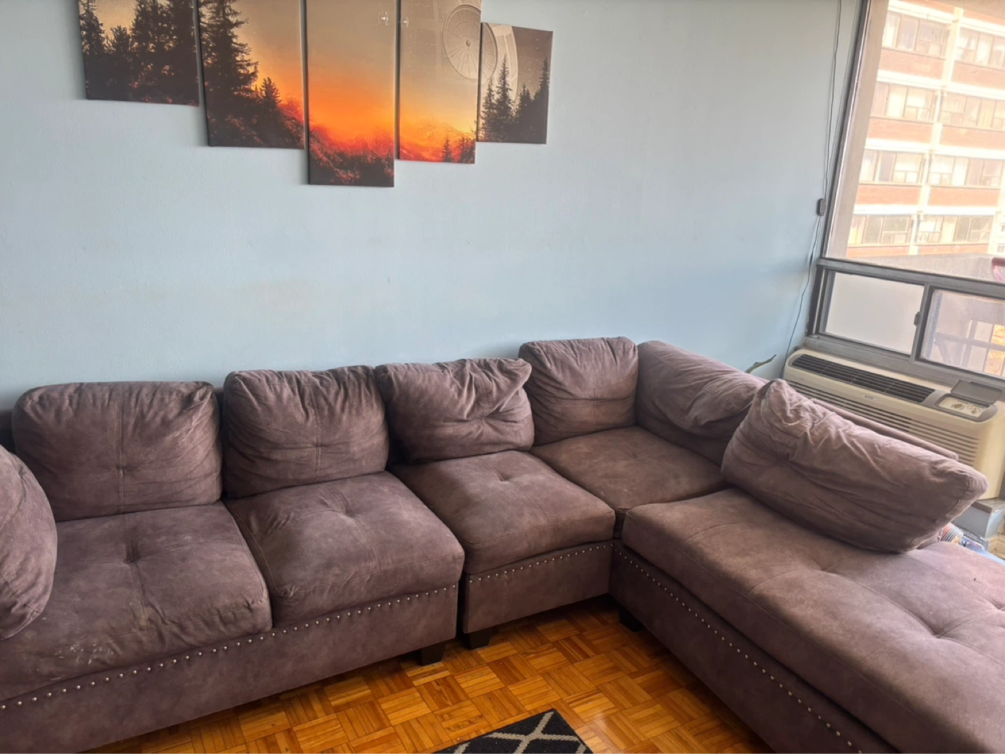 3 Piece Sectional Chaise Sofa & Ottoman