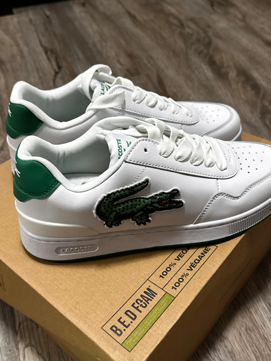 Lacoste White Sneakers with Green Accents