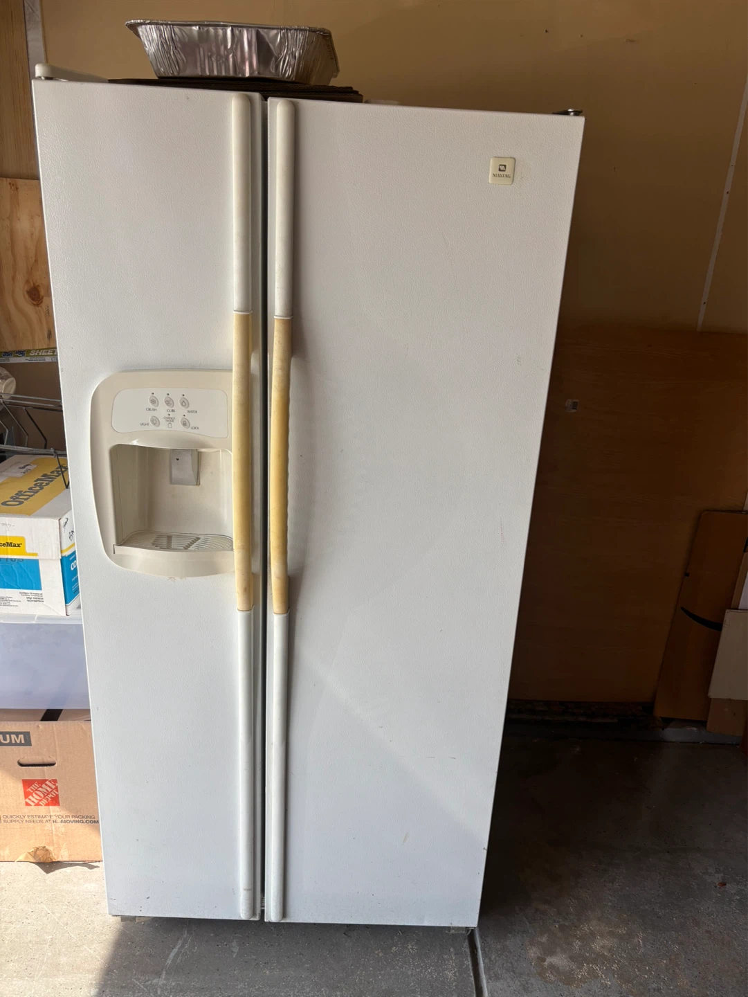 White Side-by-Side Refrigerator with Ice Dispenser