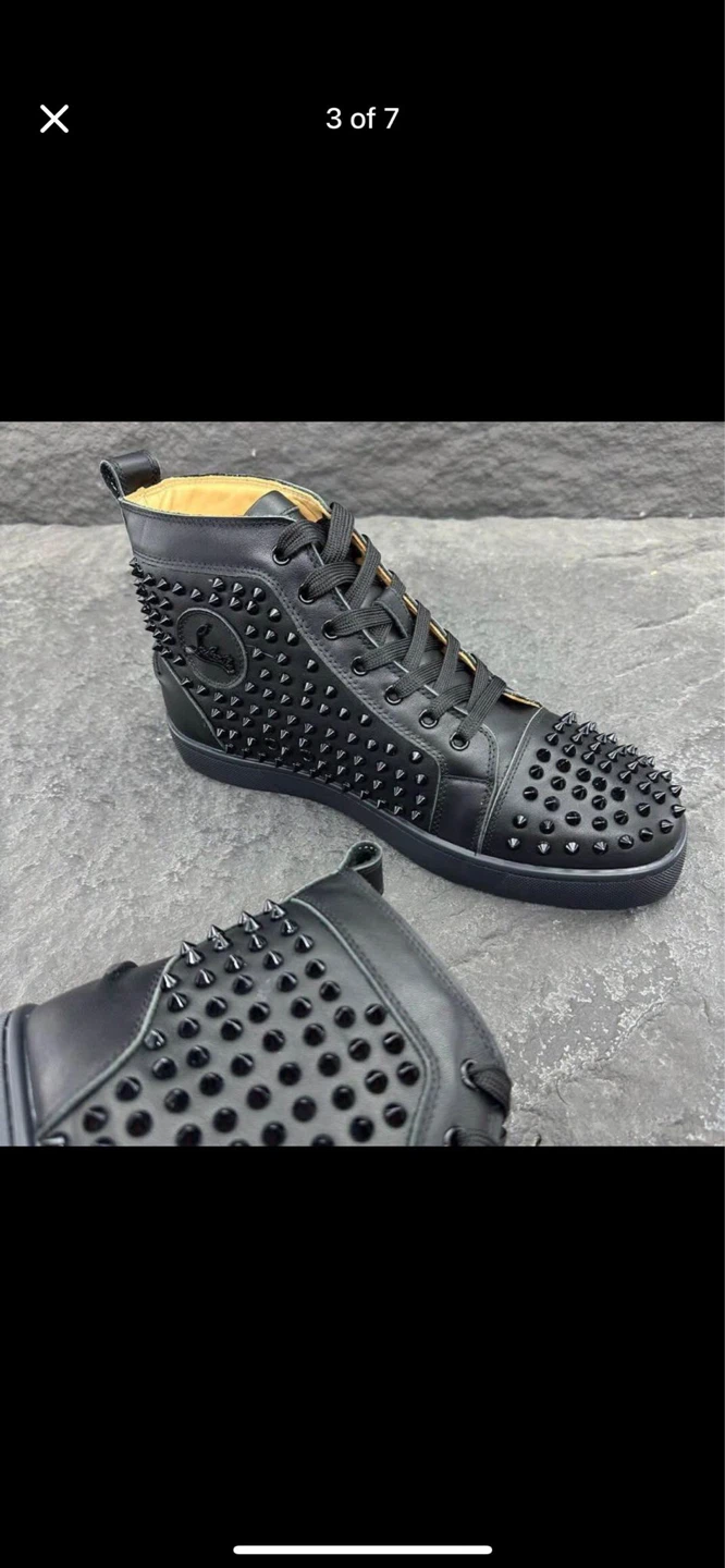 Christian Louboutin Black Studded High Top Sneakers