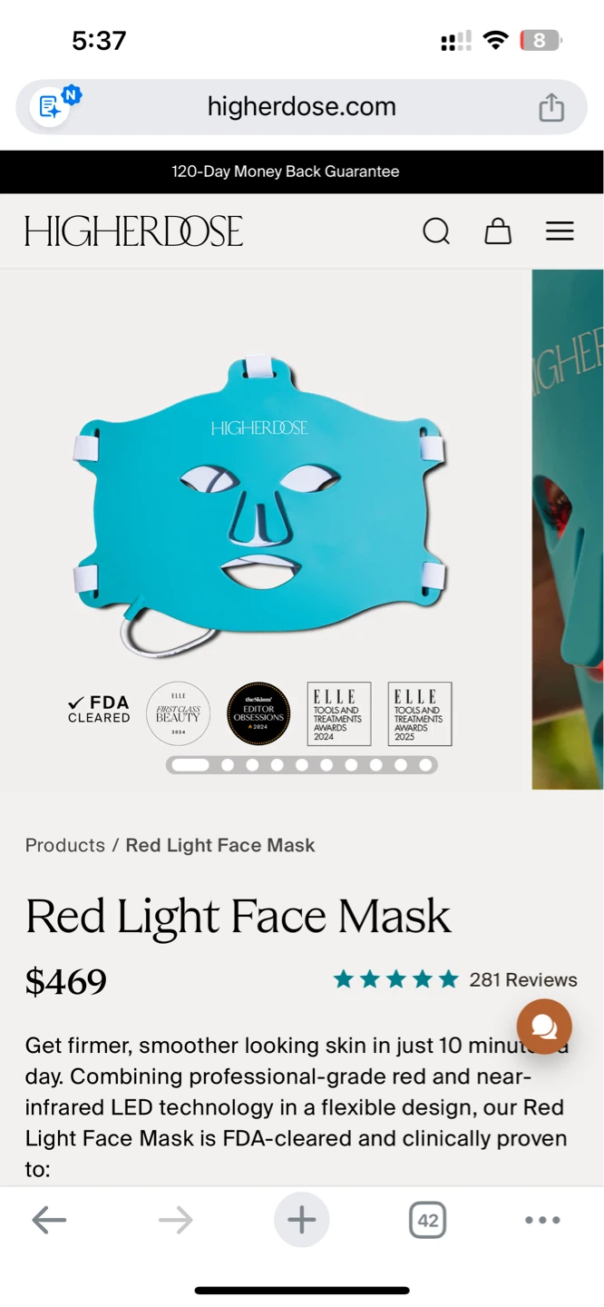 HigherDose Red Light Face Mask