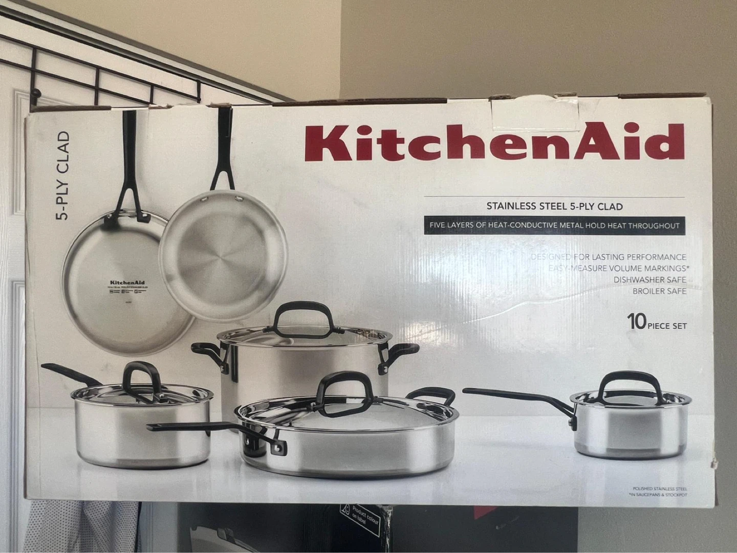 KitchenAid 10-Piece Stainless Steel 5-Ply Clad Cookware Set