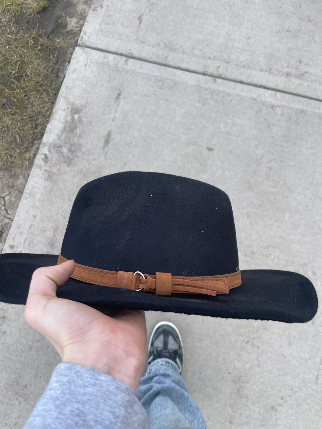 Black Fedora Hat with Brown Band