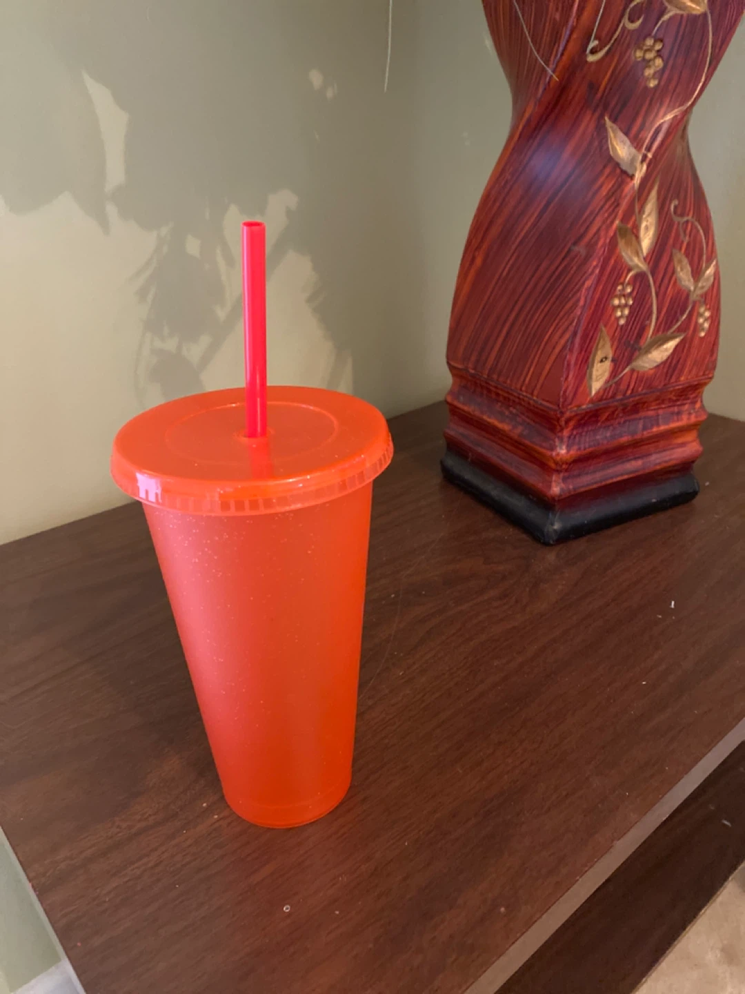 Orange Tumbler Cup with Straw 🌱
