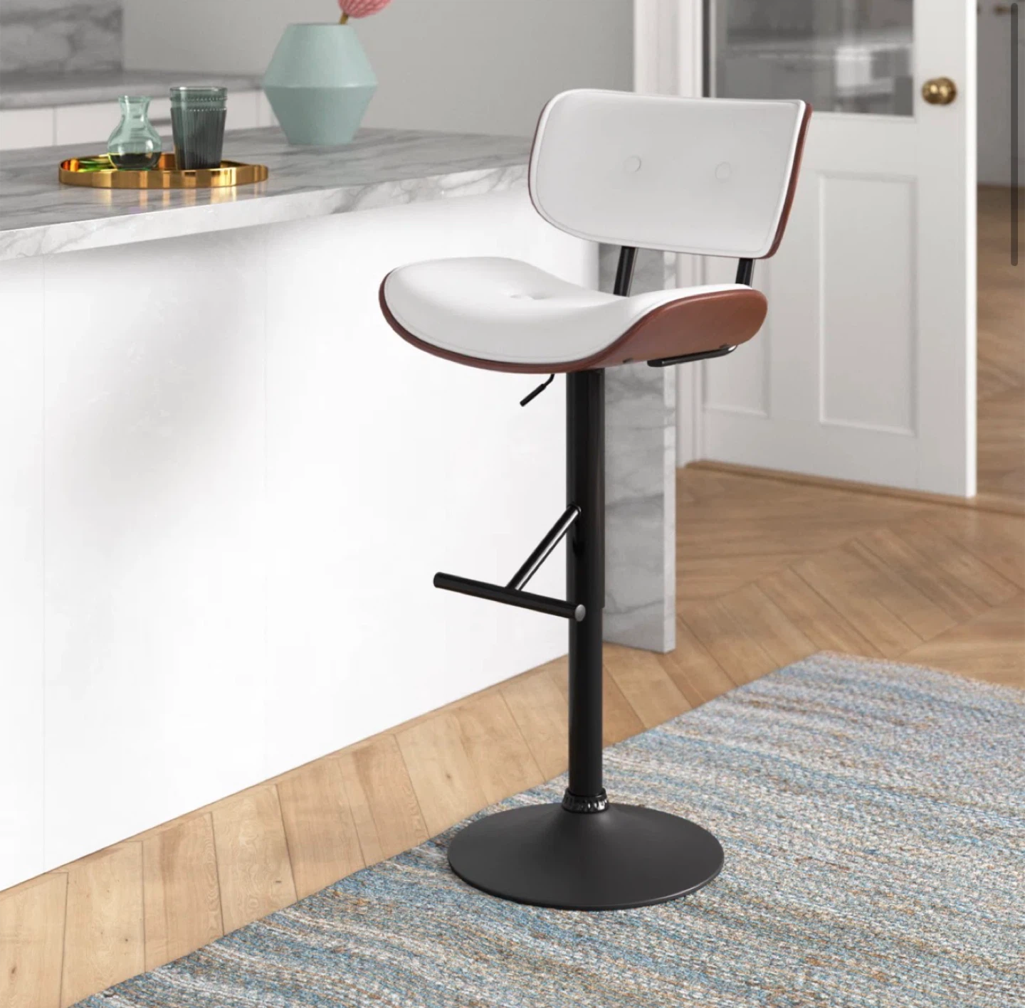 Set of 2)High-End Look Bar Stools – Adjustable + Swivel - photo 2