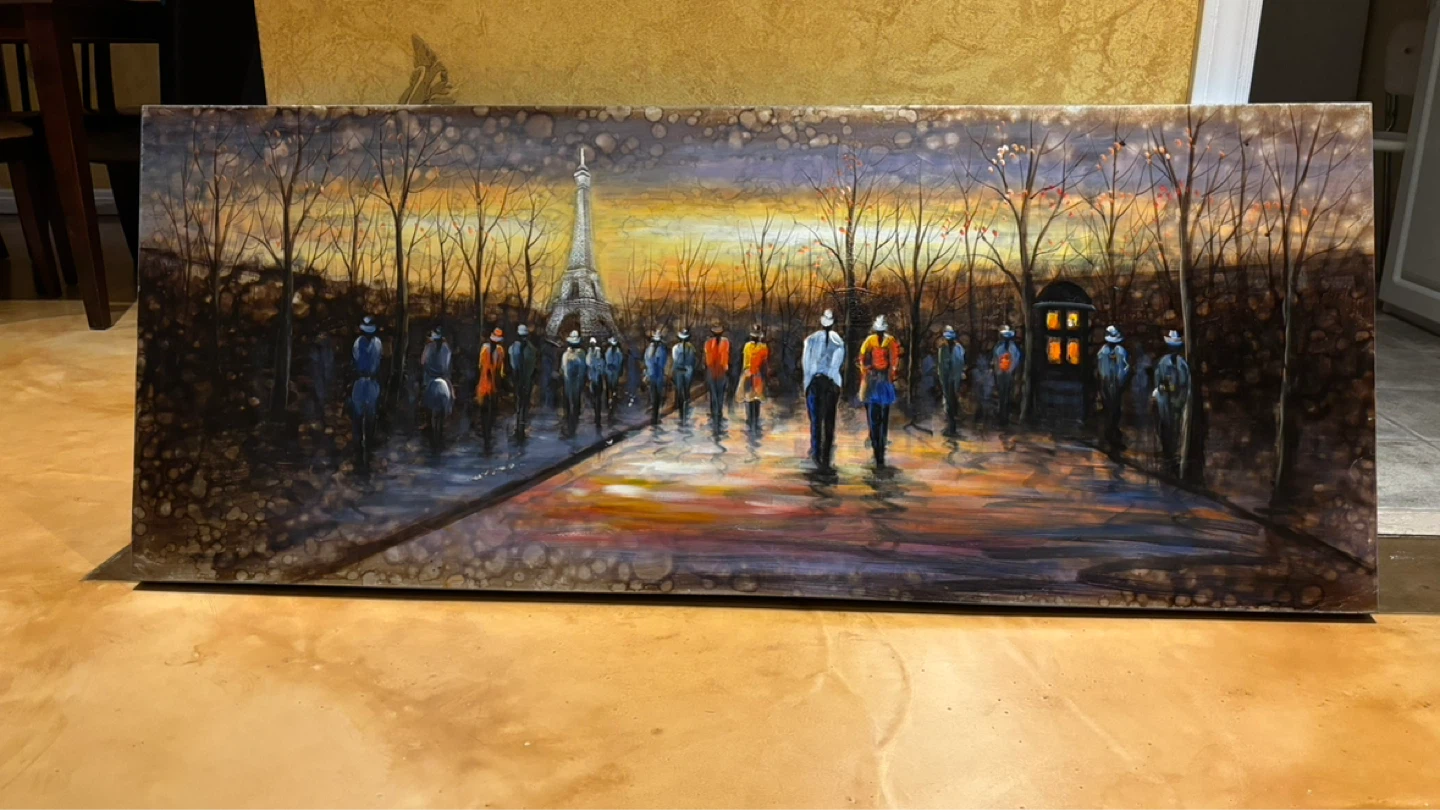 Oil Painting of Eiffel Tower Scene