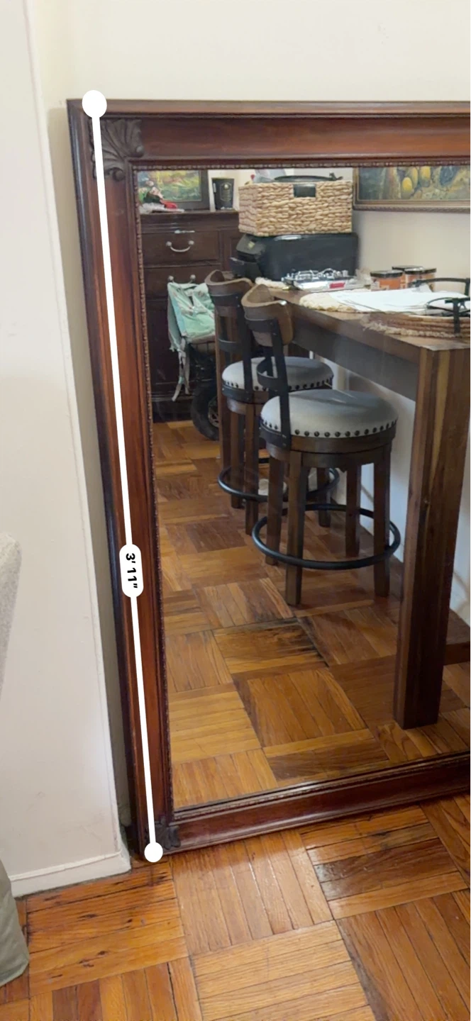 Ornate Wood Framed Mirror - 3' 11" x 26" - photo 2