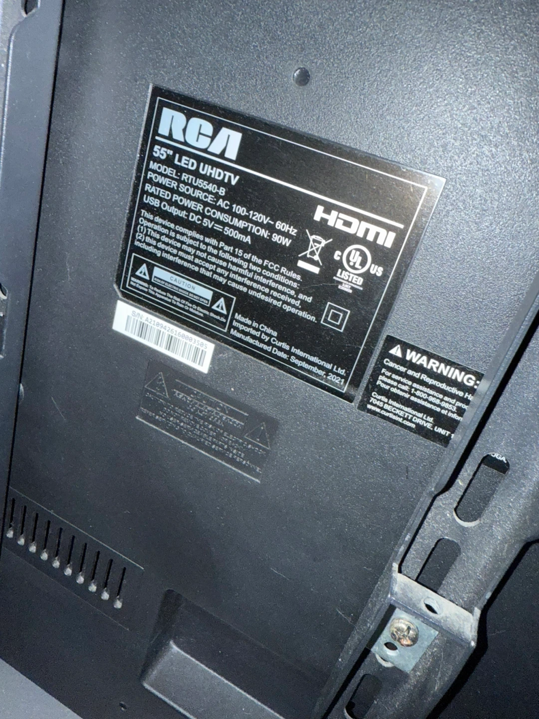 RCA 55" TV - photo 3