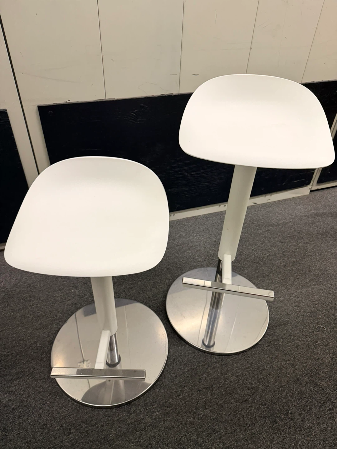 2 Adjustable White Bar Stools
