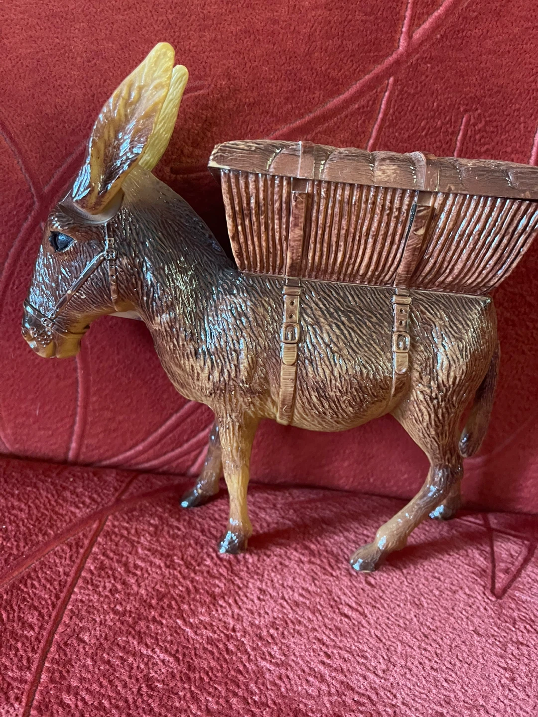Antique Donkey with Basket Cigarette Dispenser