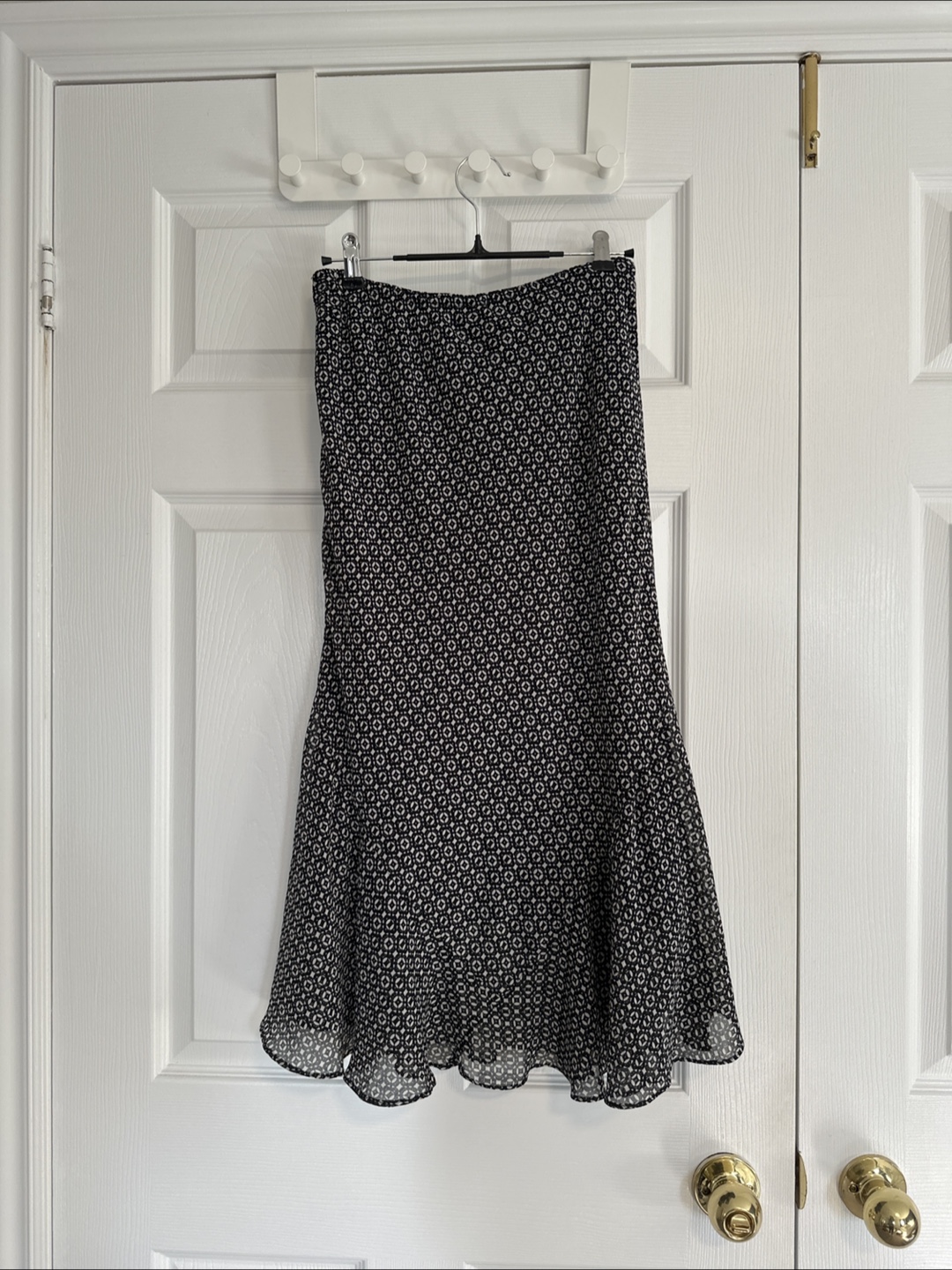 Black and White Patterned Midi Skirt