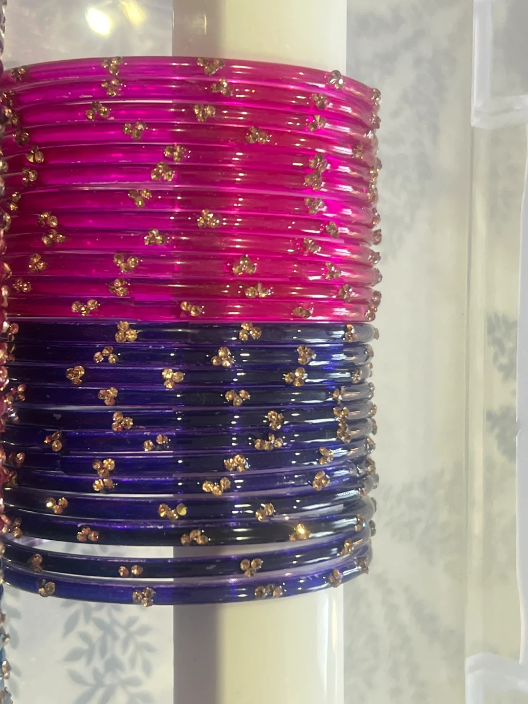 Pink and Blue Glass Bangles 2.8