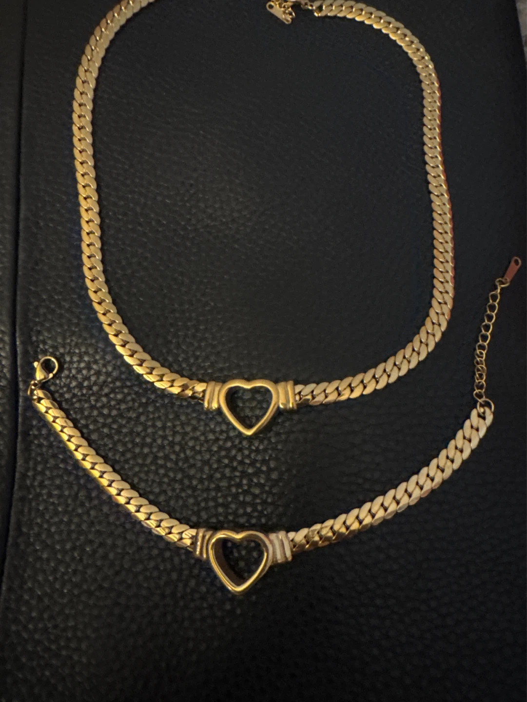🌱 New 18K Gold SS Heart Necklace and Bracelet Set - photo 4