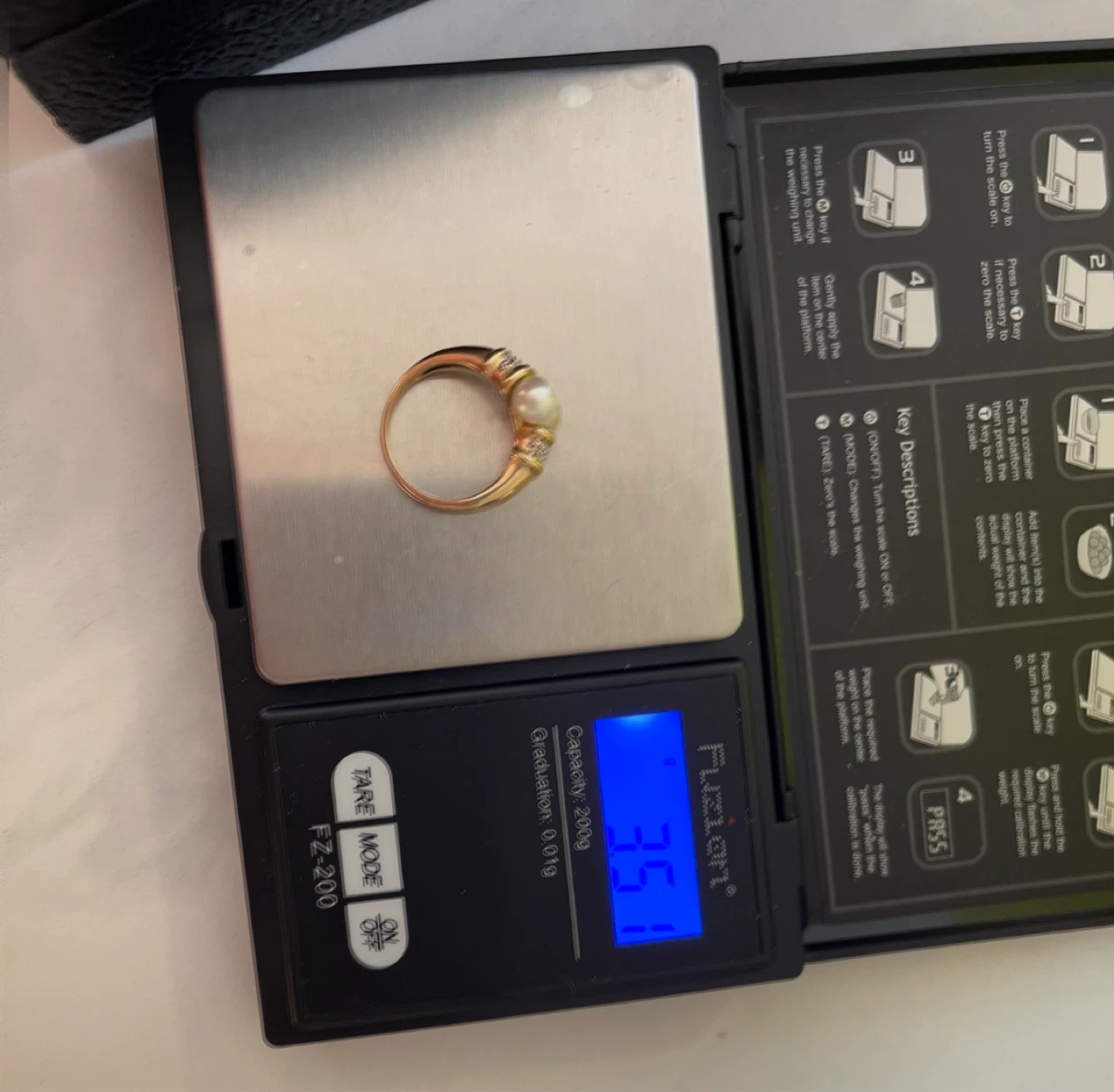 10k Yellow Gold Pearl and Diamond Bypass Ring - photo 2