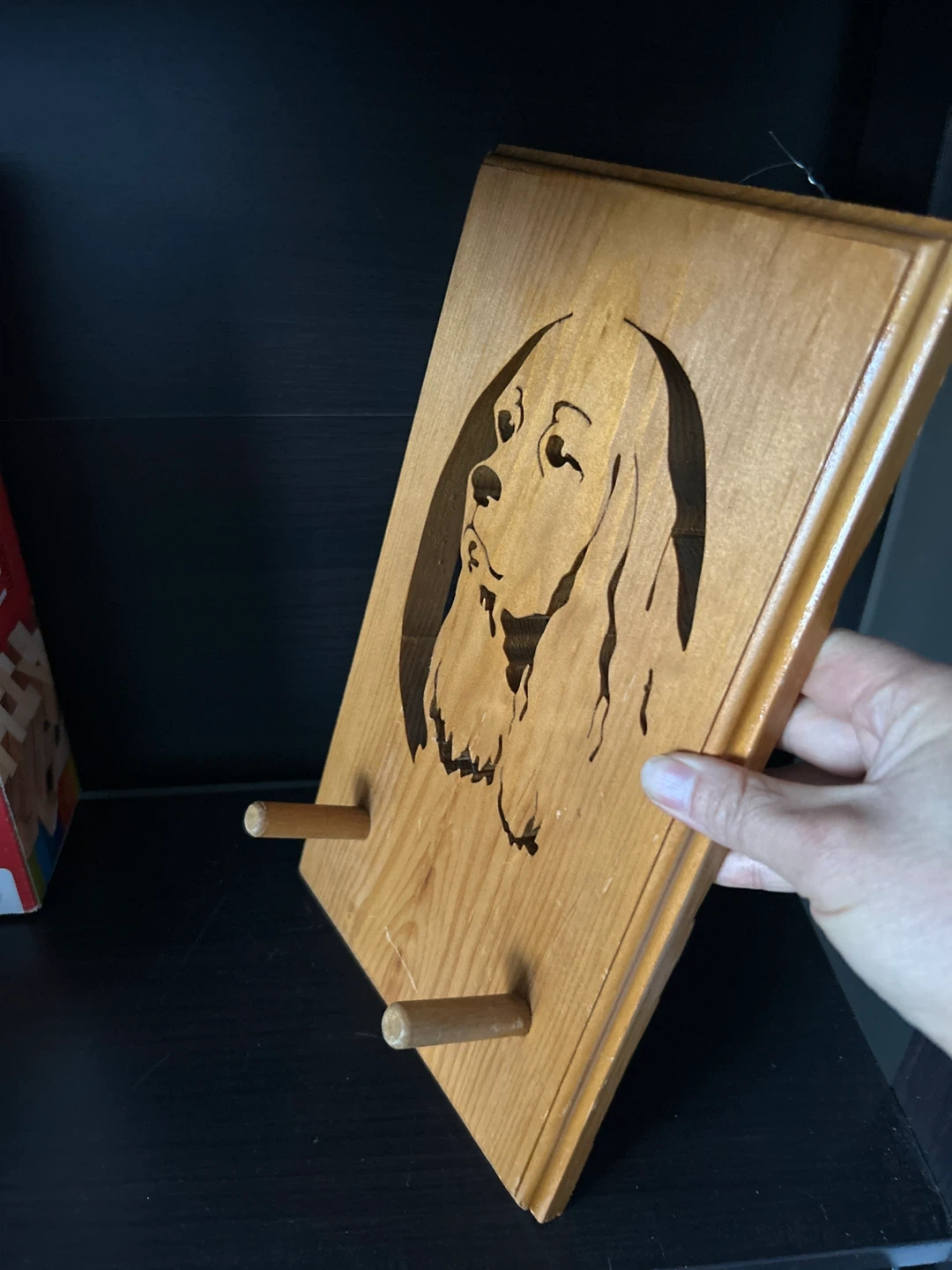 Wooden Dog Portrait Wall Hanging with Pegs - photo 2