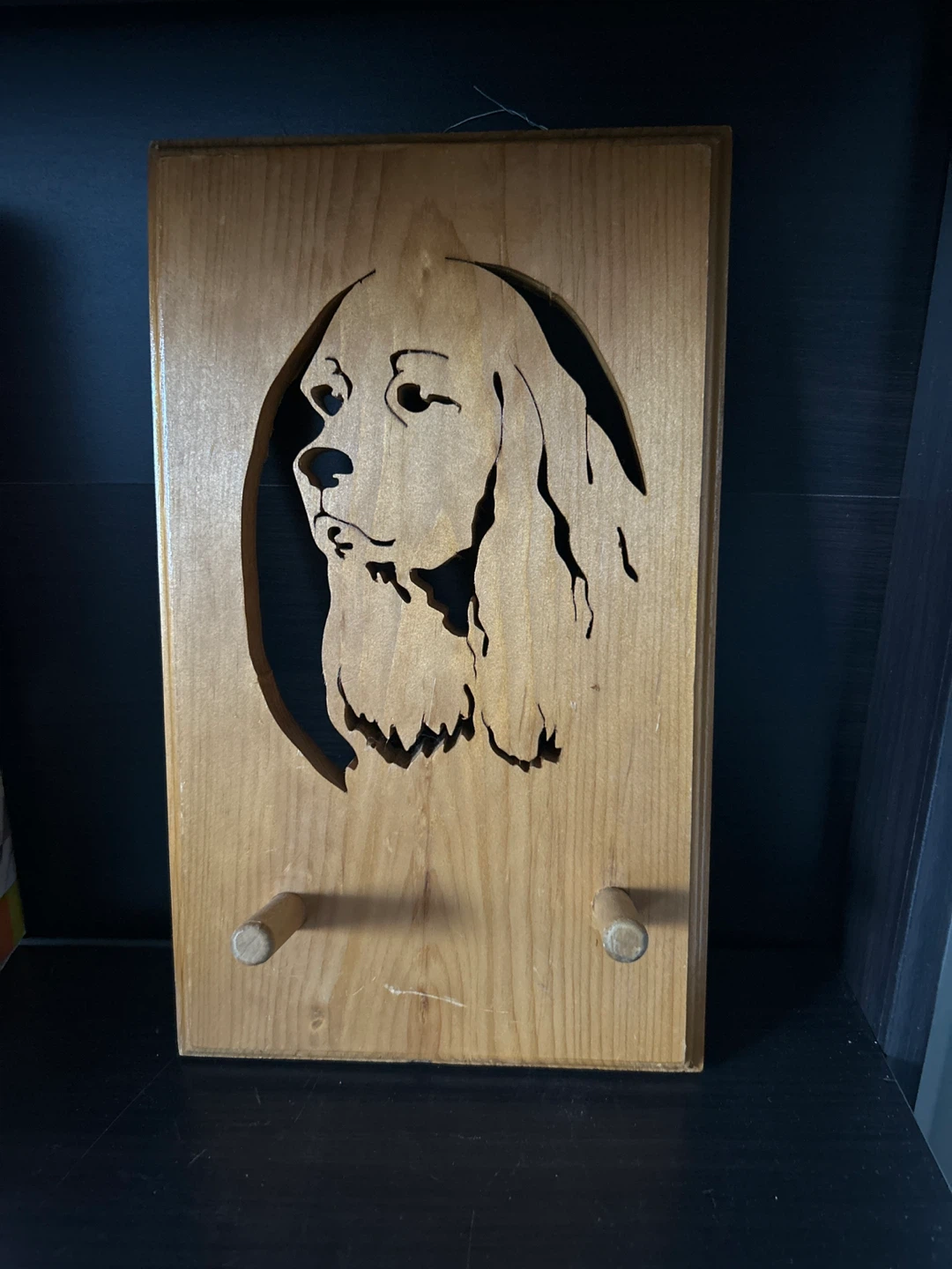 Wooden Dog Portrait Wall Hanging with Pegs