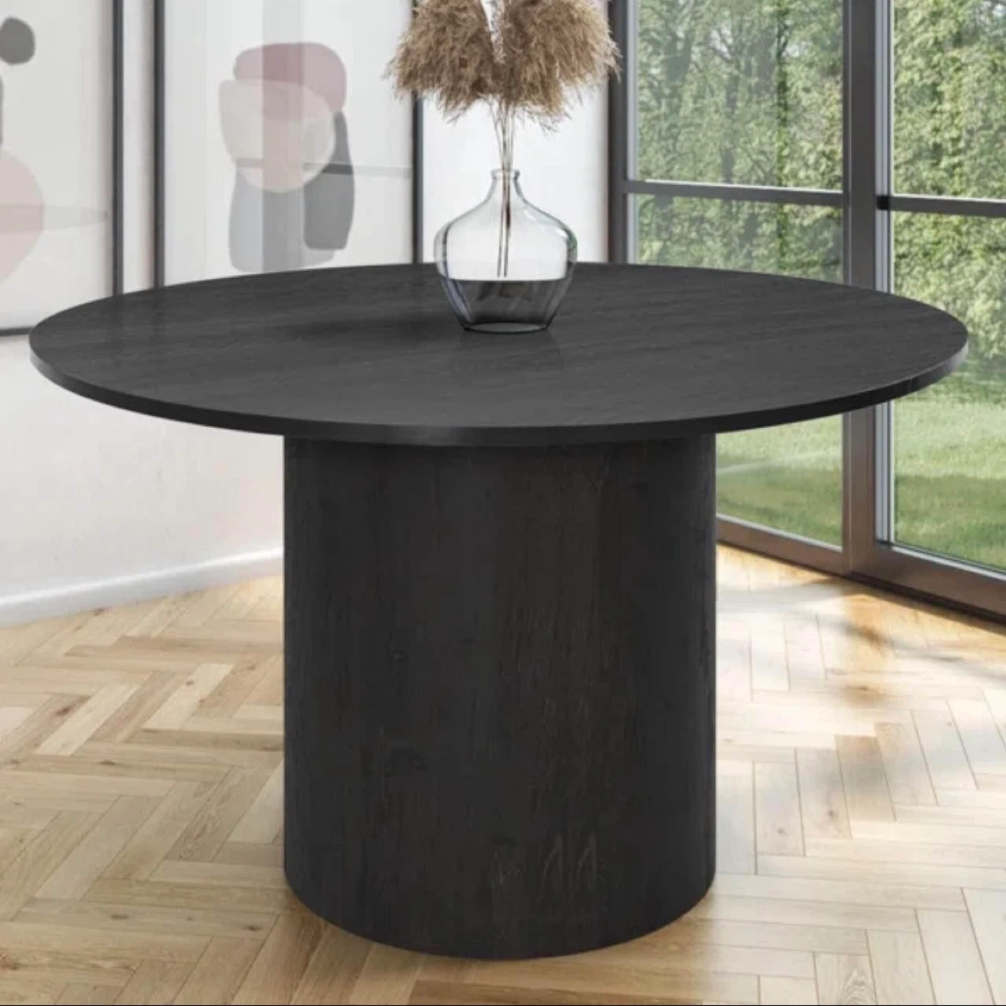 Asharam Round Dining Table - Black