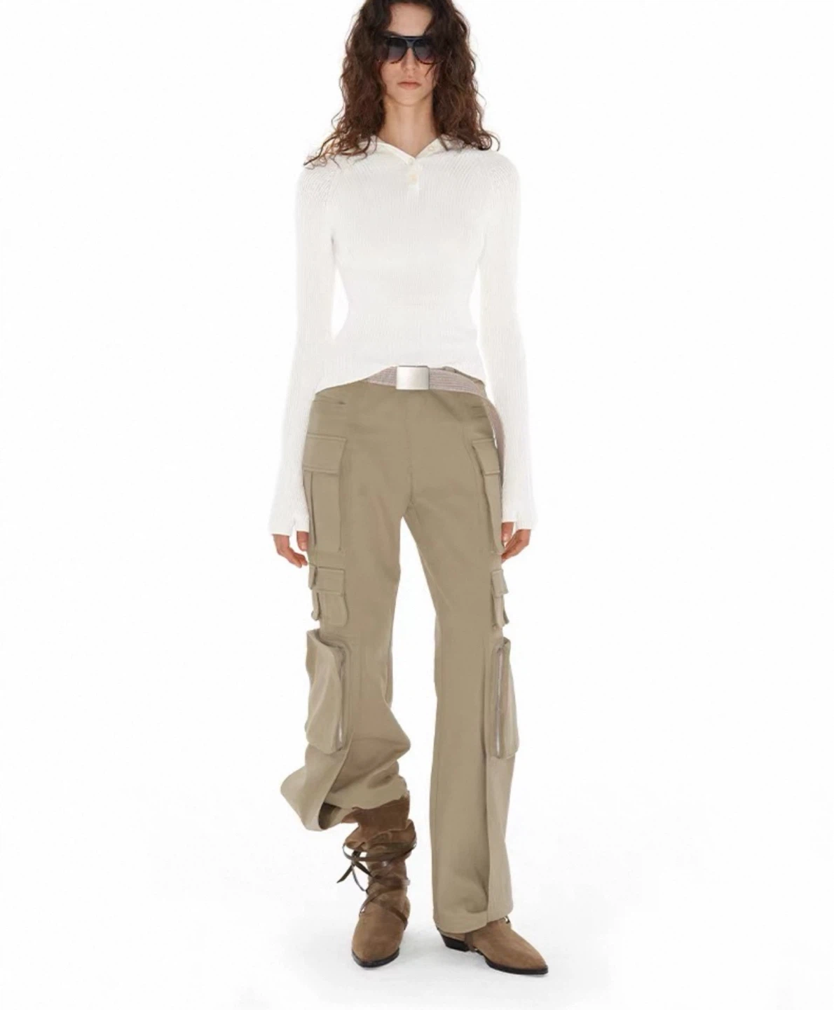 Designer New Nuth Cargo Pants Beige Size 160/64A