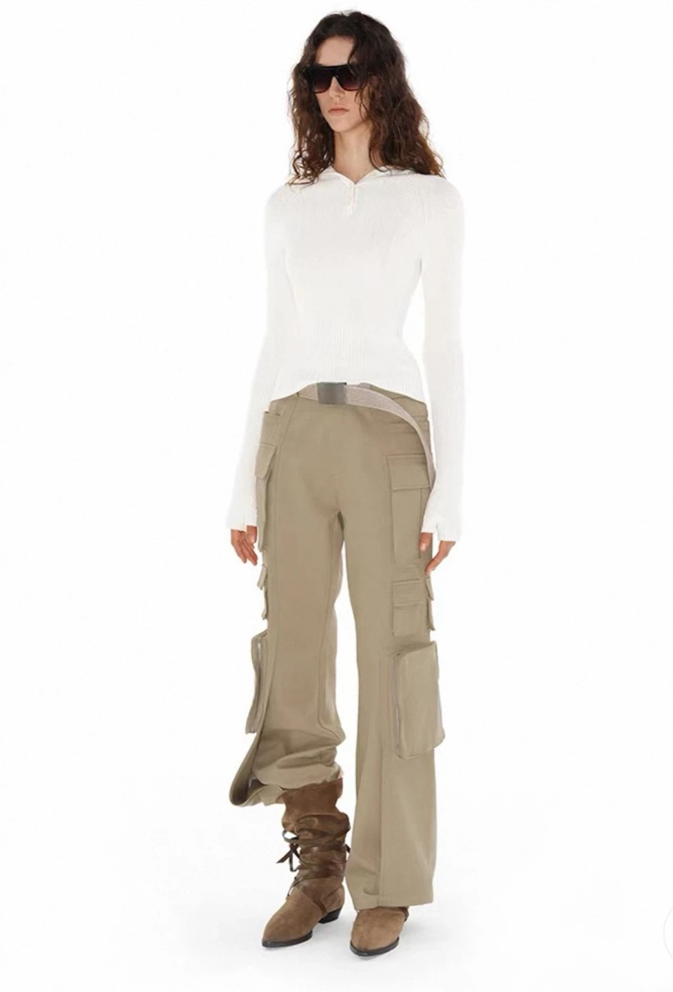 Designer New Nuth Cargo Pants Beige Size 160/64A - photo 2