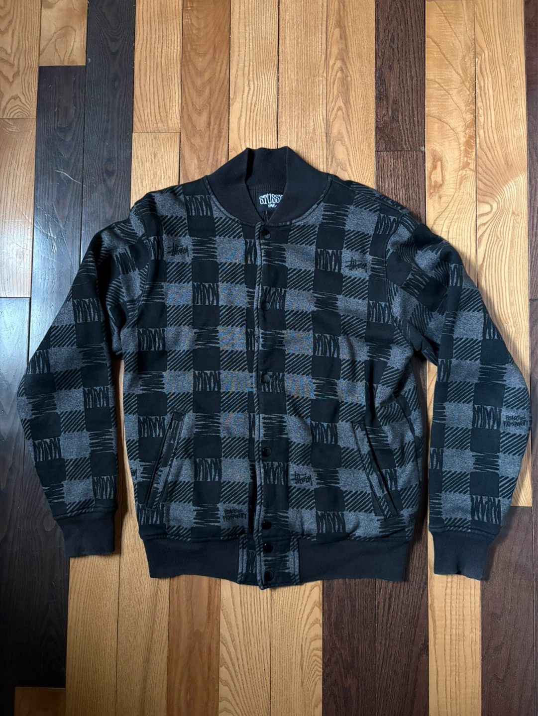 Stussy checker bomber button up light jacket S - photo 2